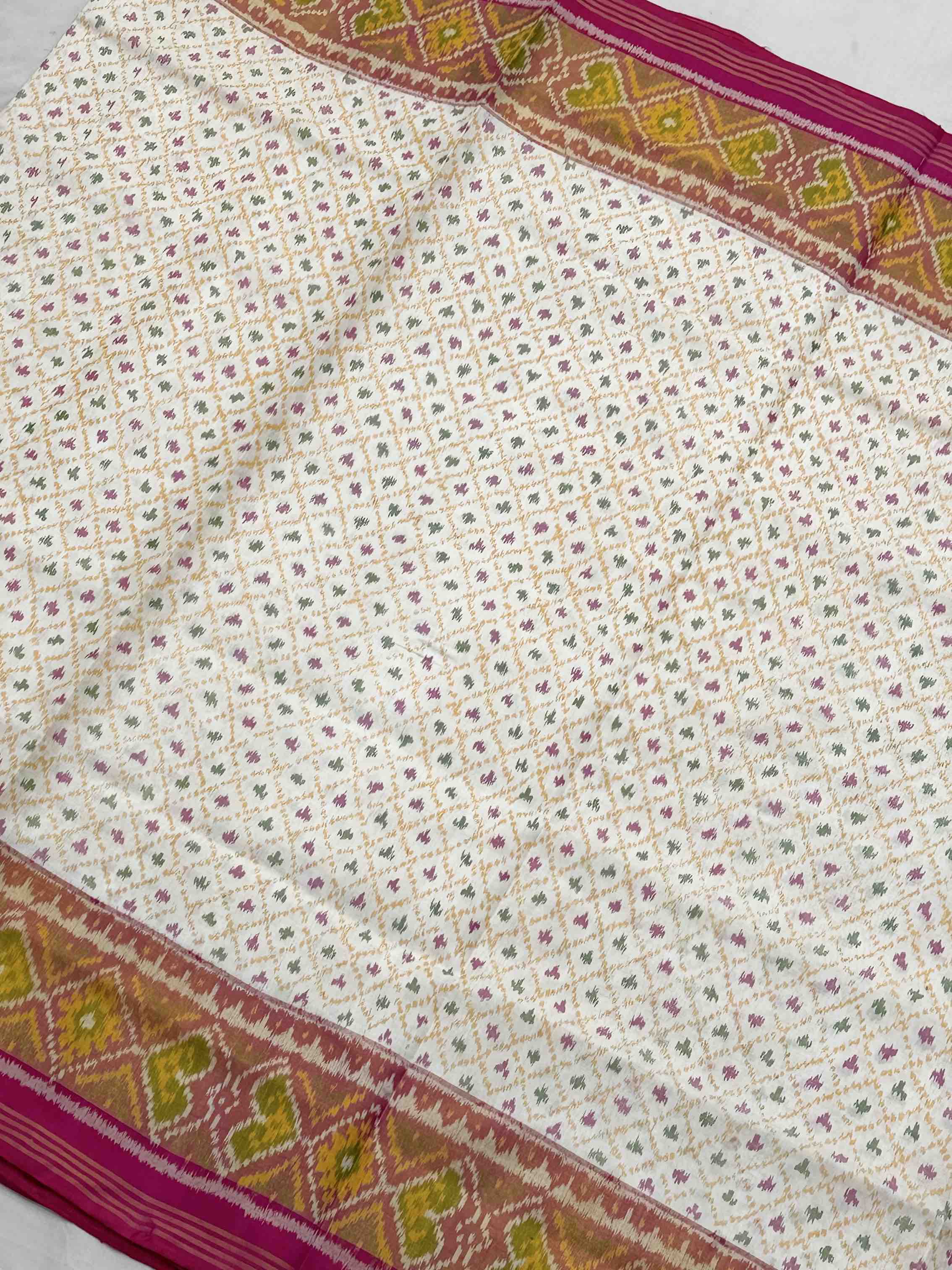 Pink & White Tissue Border Rajkot Patola Saree