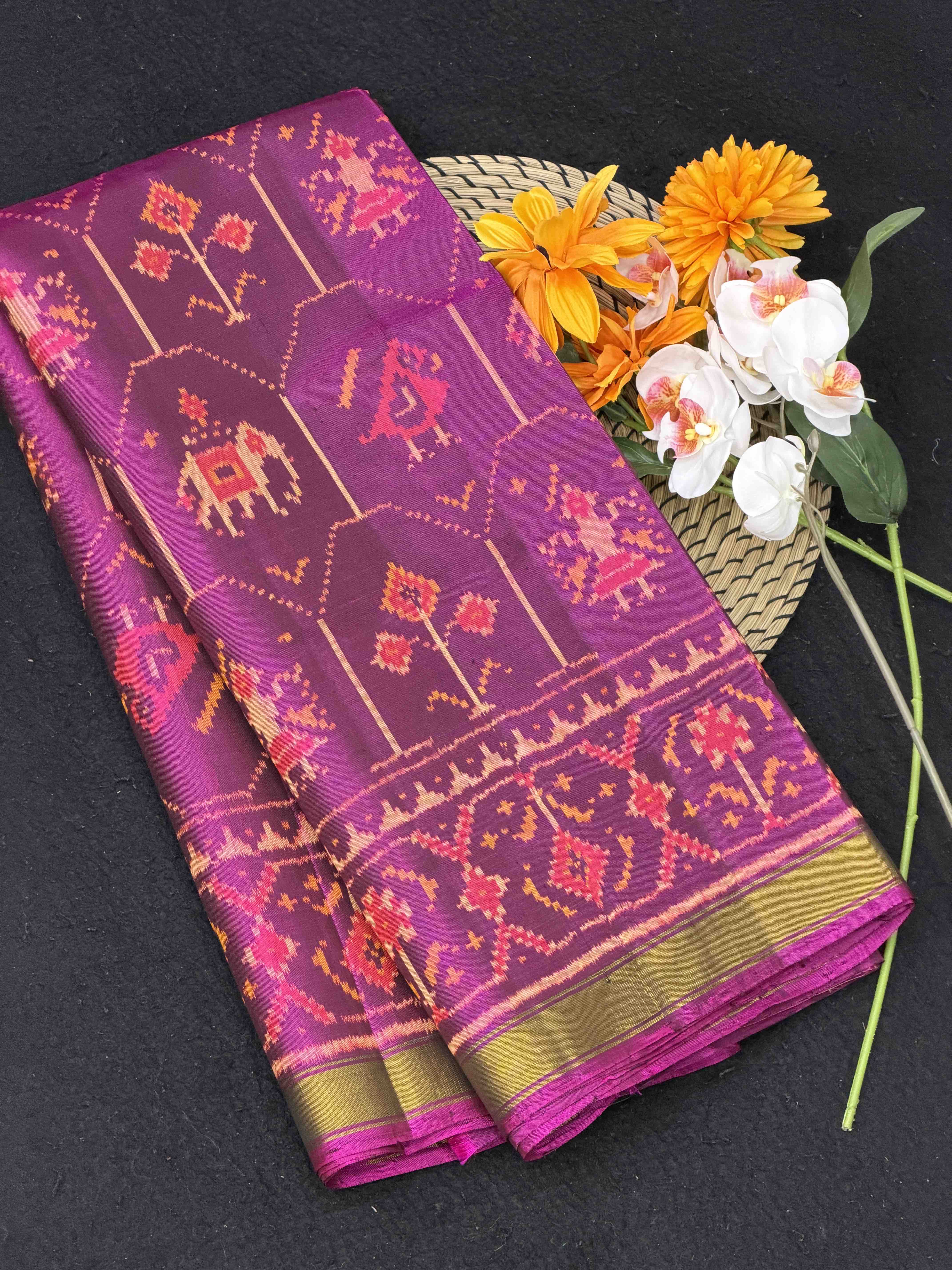 Purple Fancy Narikunj Rajkot Patola Saree