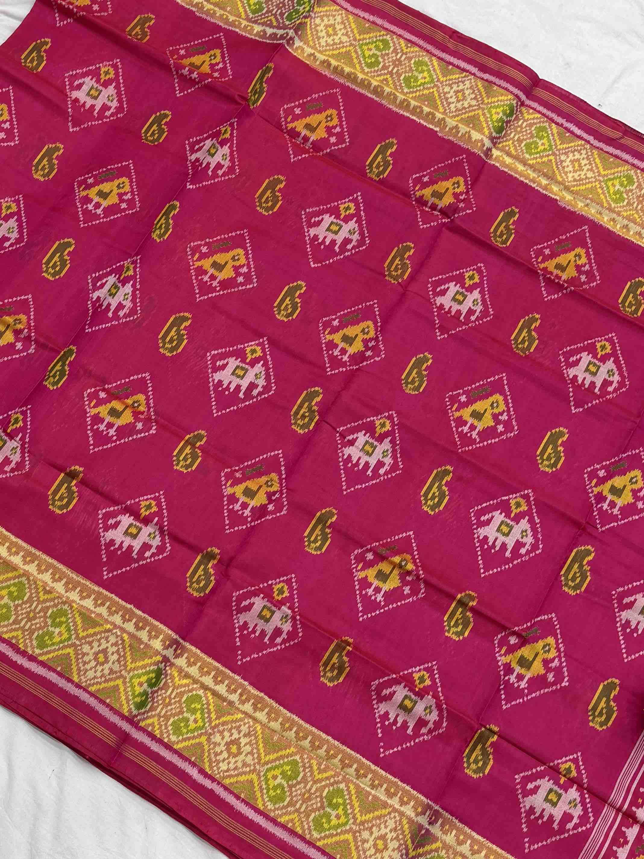 Pink Diamond Narikunj Tissue border Rajkot Patola