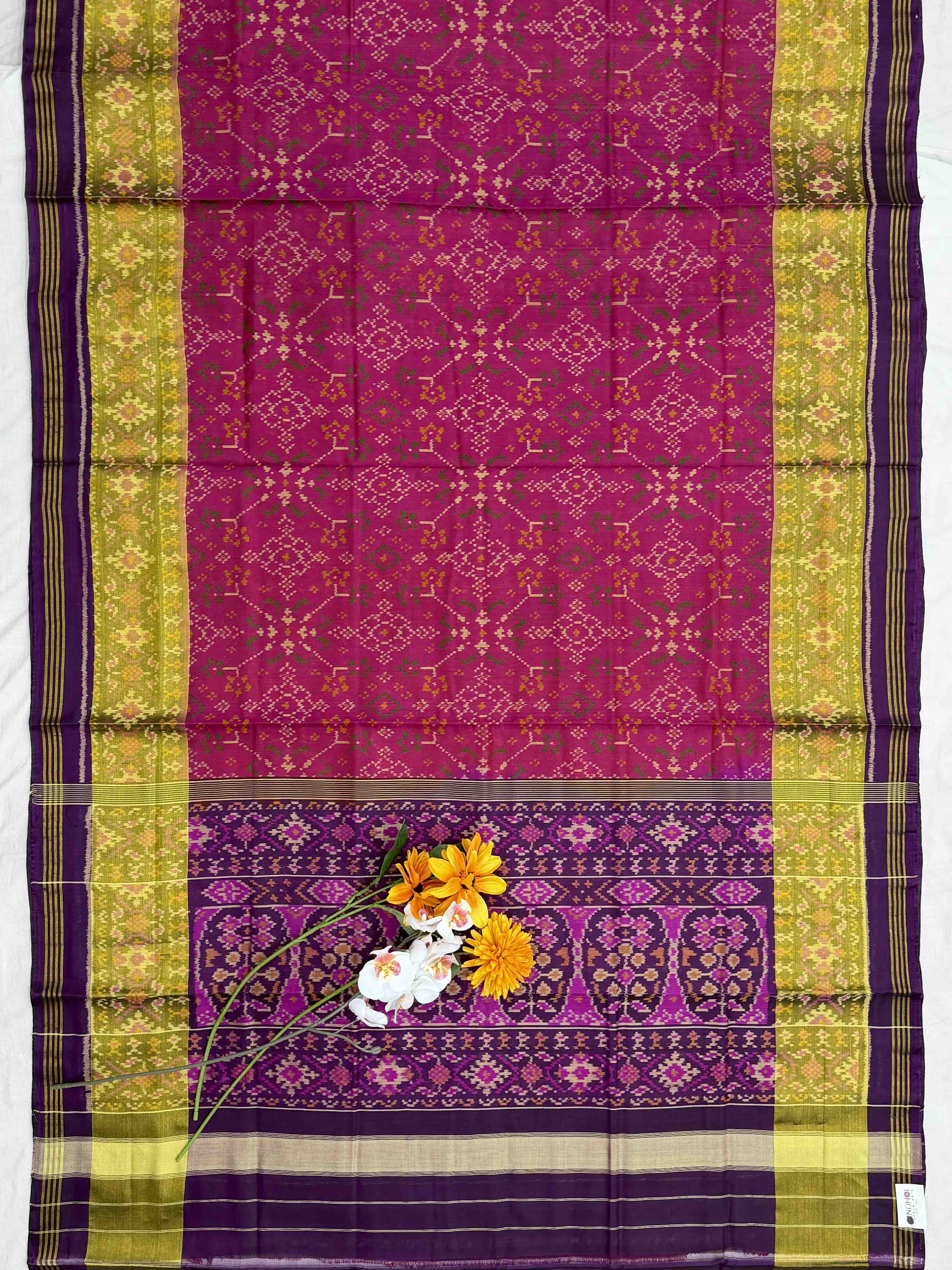 Purple pink Navratan Rajkot Patola Saree
