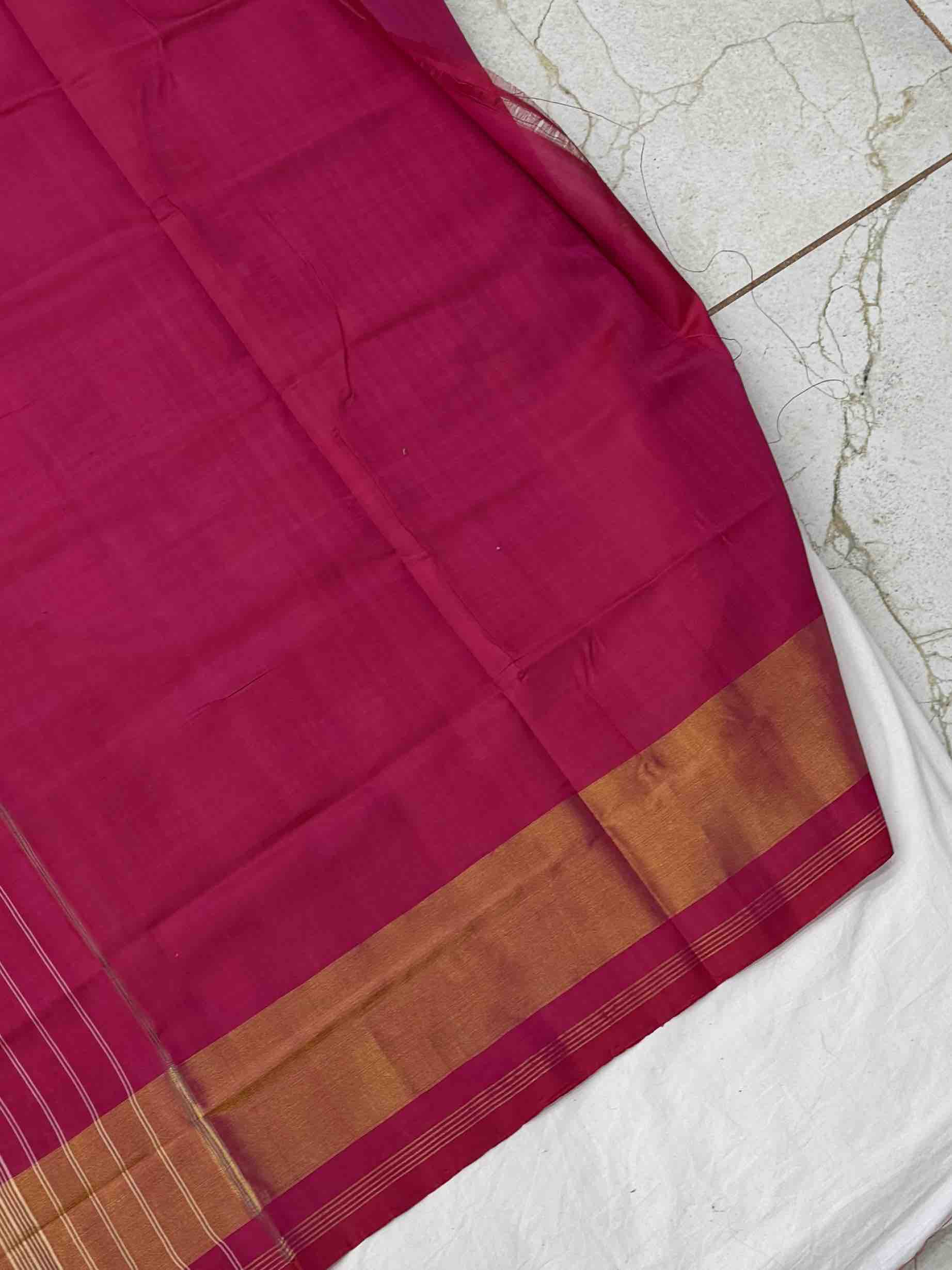 Rani pink Narikunj Tissue Border Patola Saree