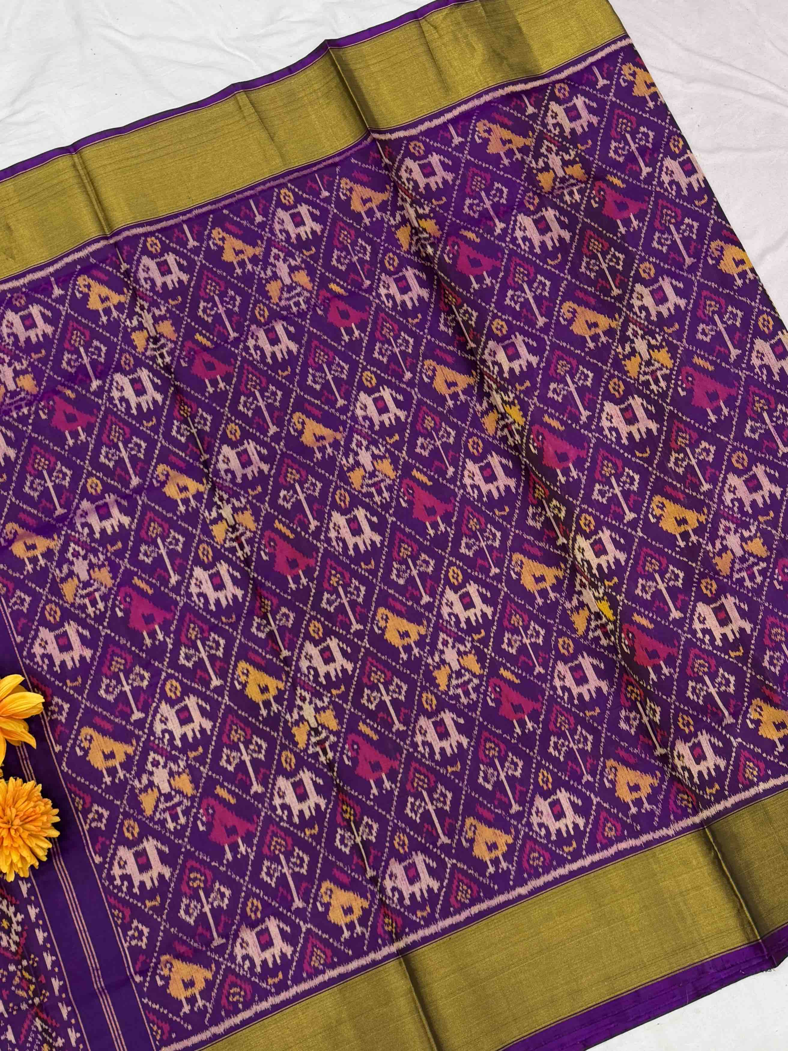 Purple Narikunj Tissue Border Patola Saree