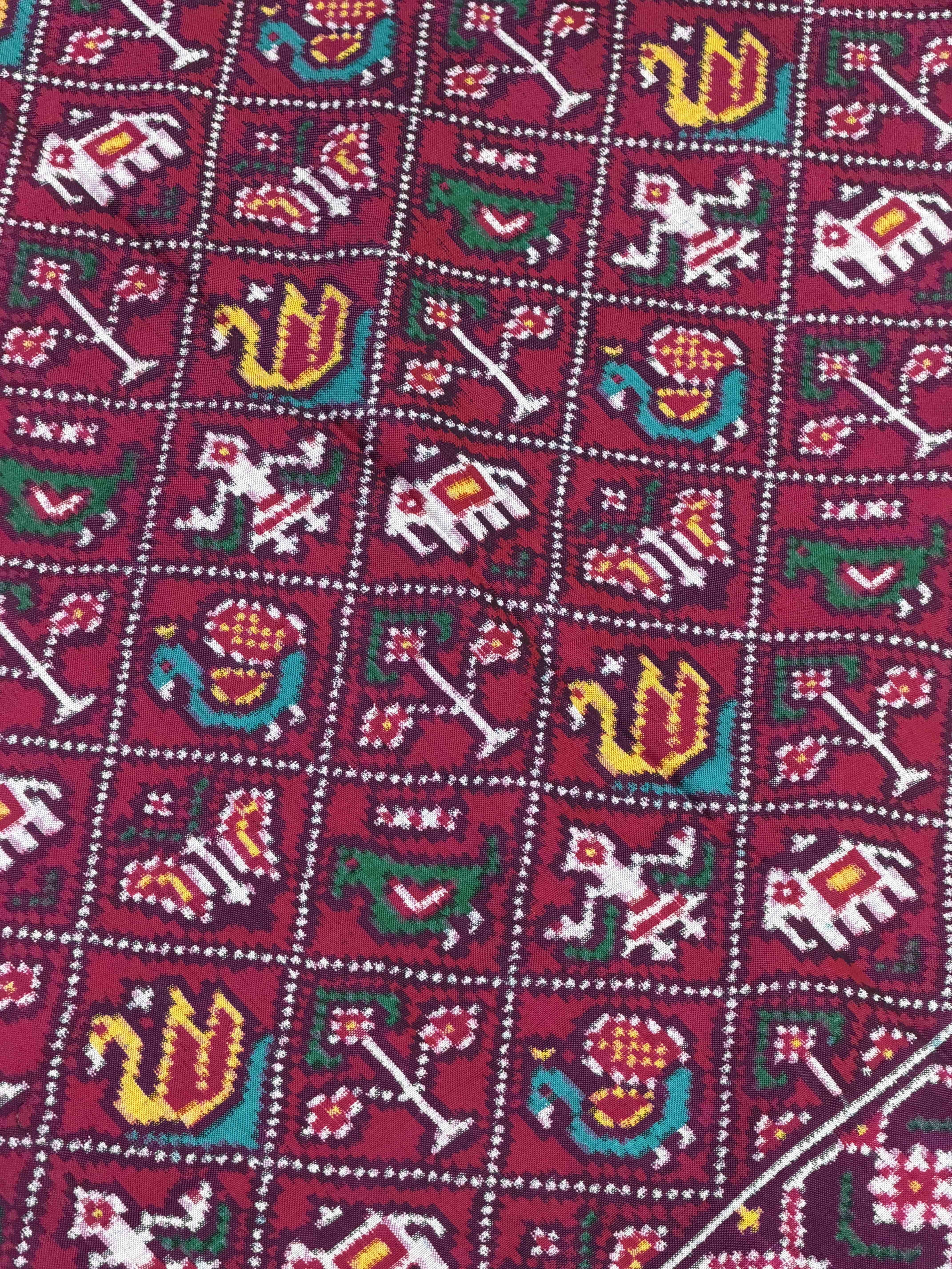 Pink Narikunjar Double Ikat Patola Saree