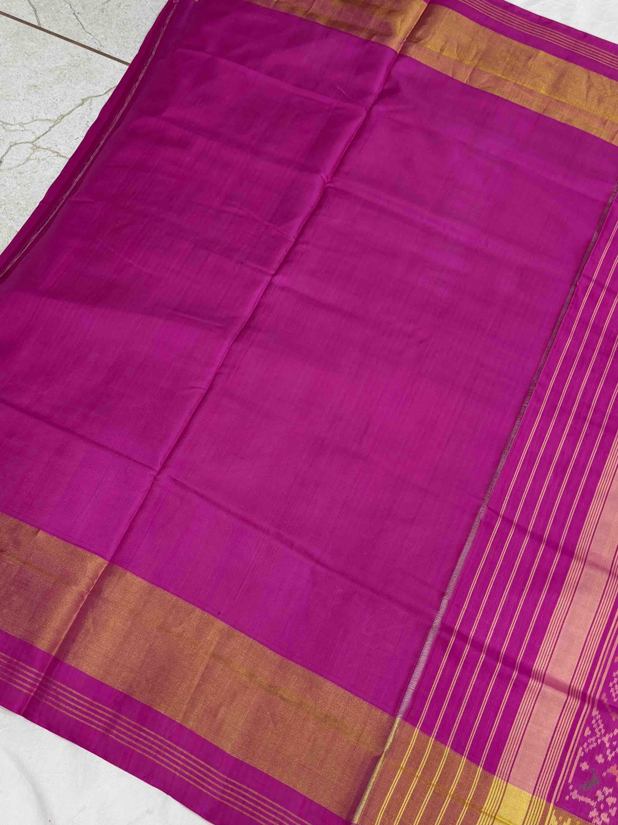 Pink & off white Panchanda Rajkot Patola Saree
