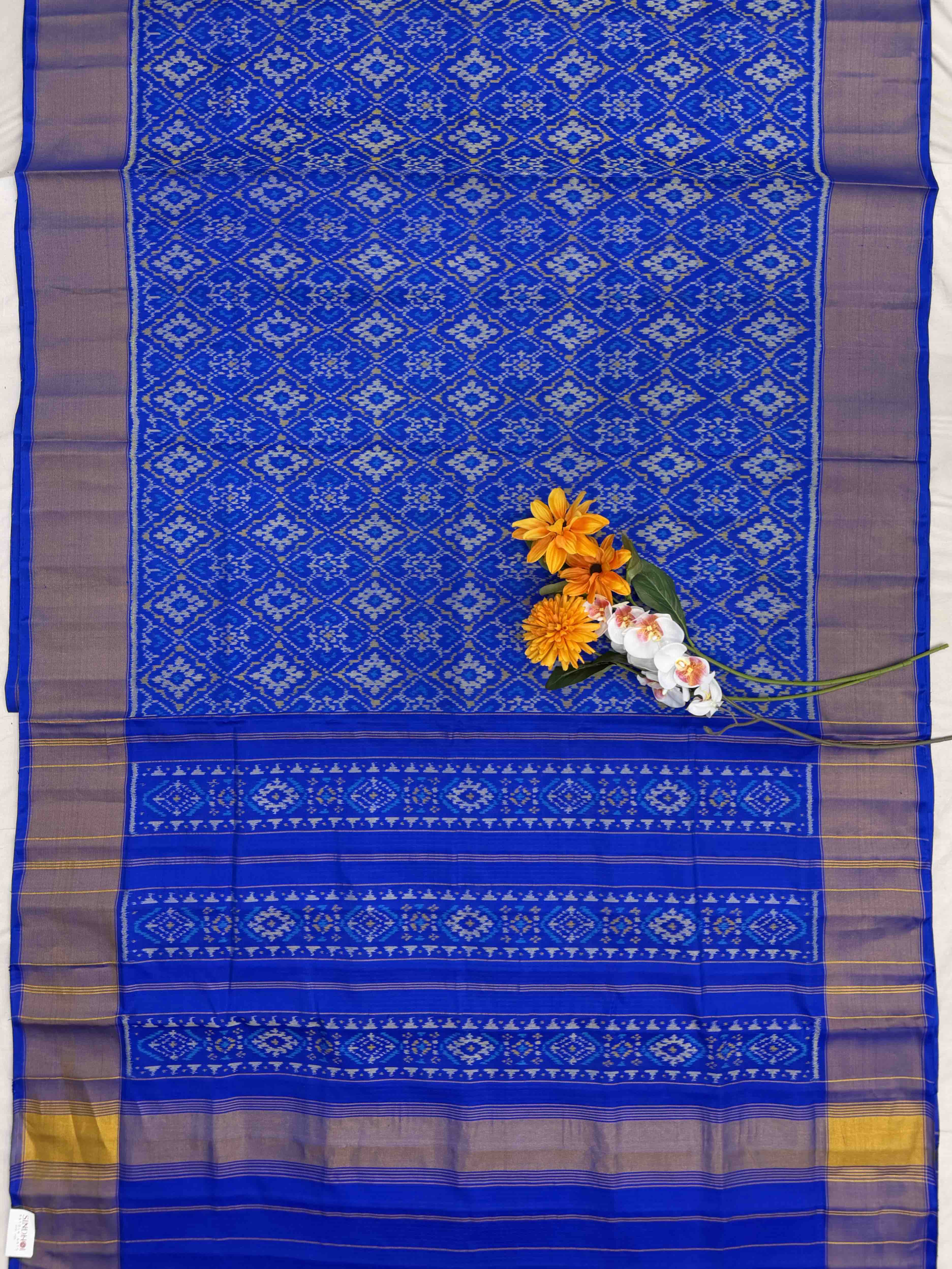 Electric blue Panchanda Rajkot Patola Saree