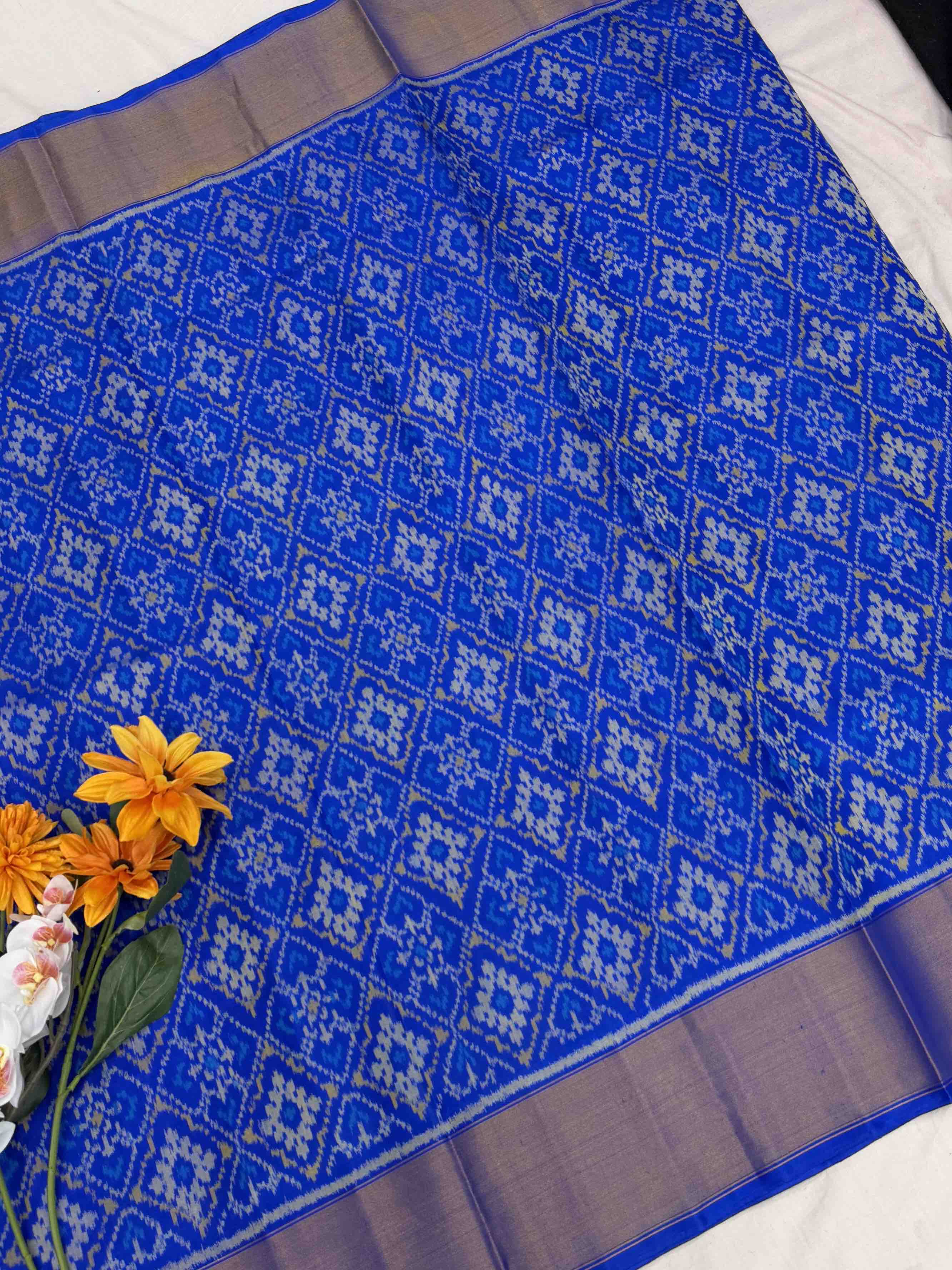 Electric blue Panchanda Rajkot Patola Saree