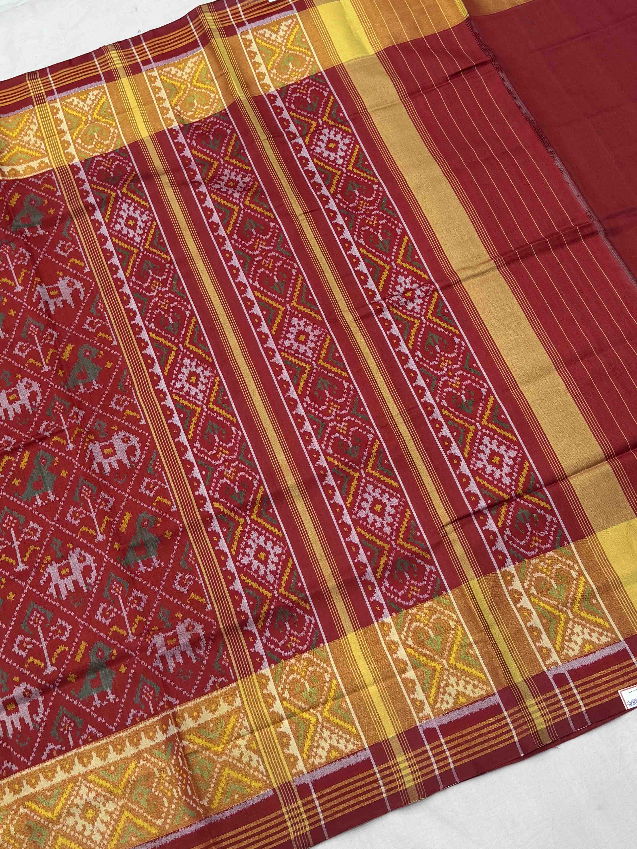 Maroon Narikunj tissue border Patola Saree