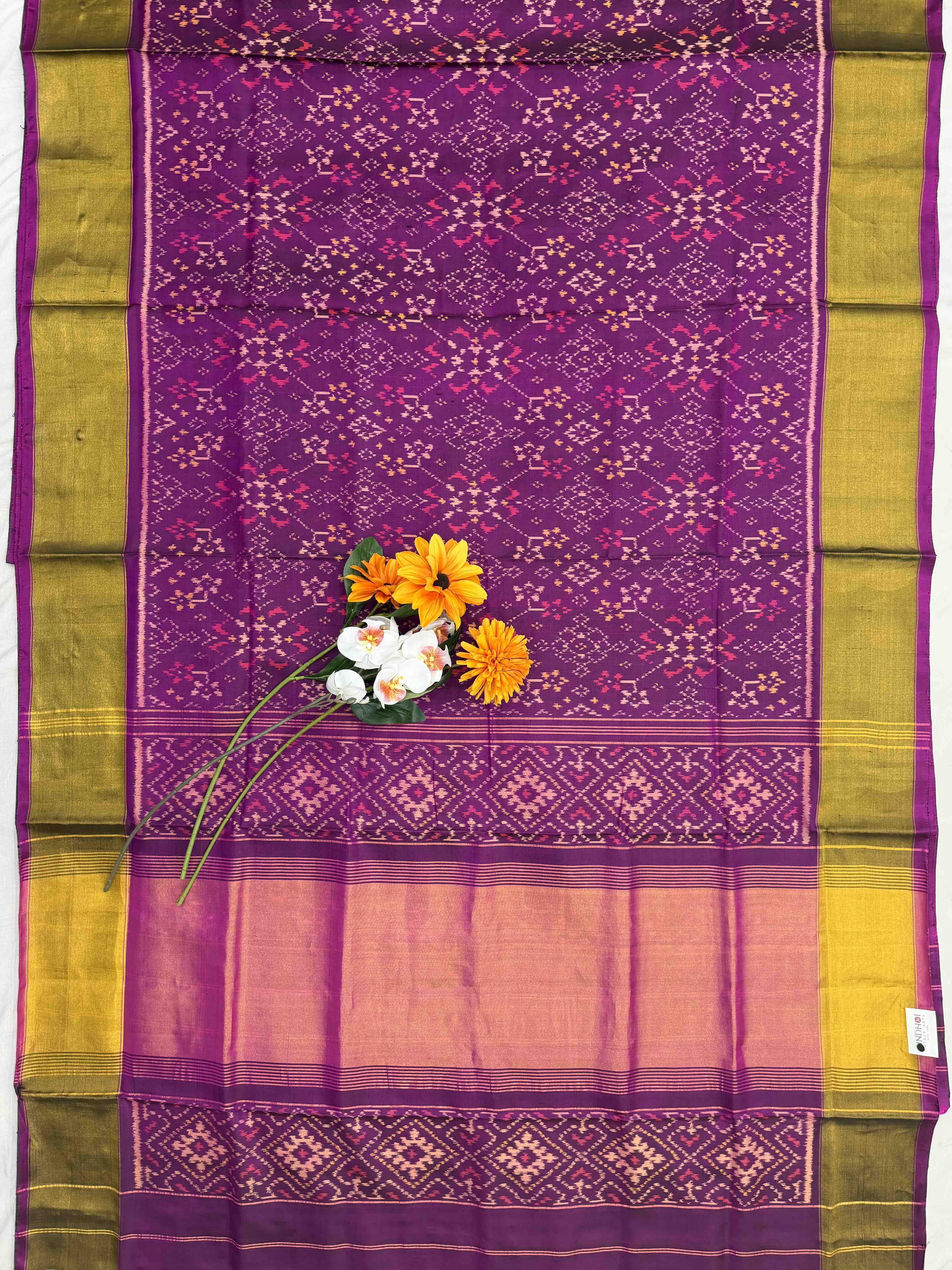 Purple panchanda Broad tissue border Rajkot Patola Sare