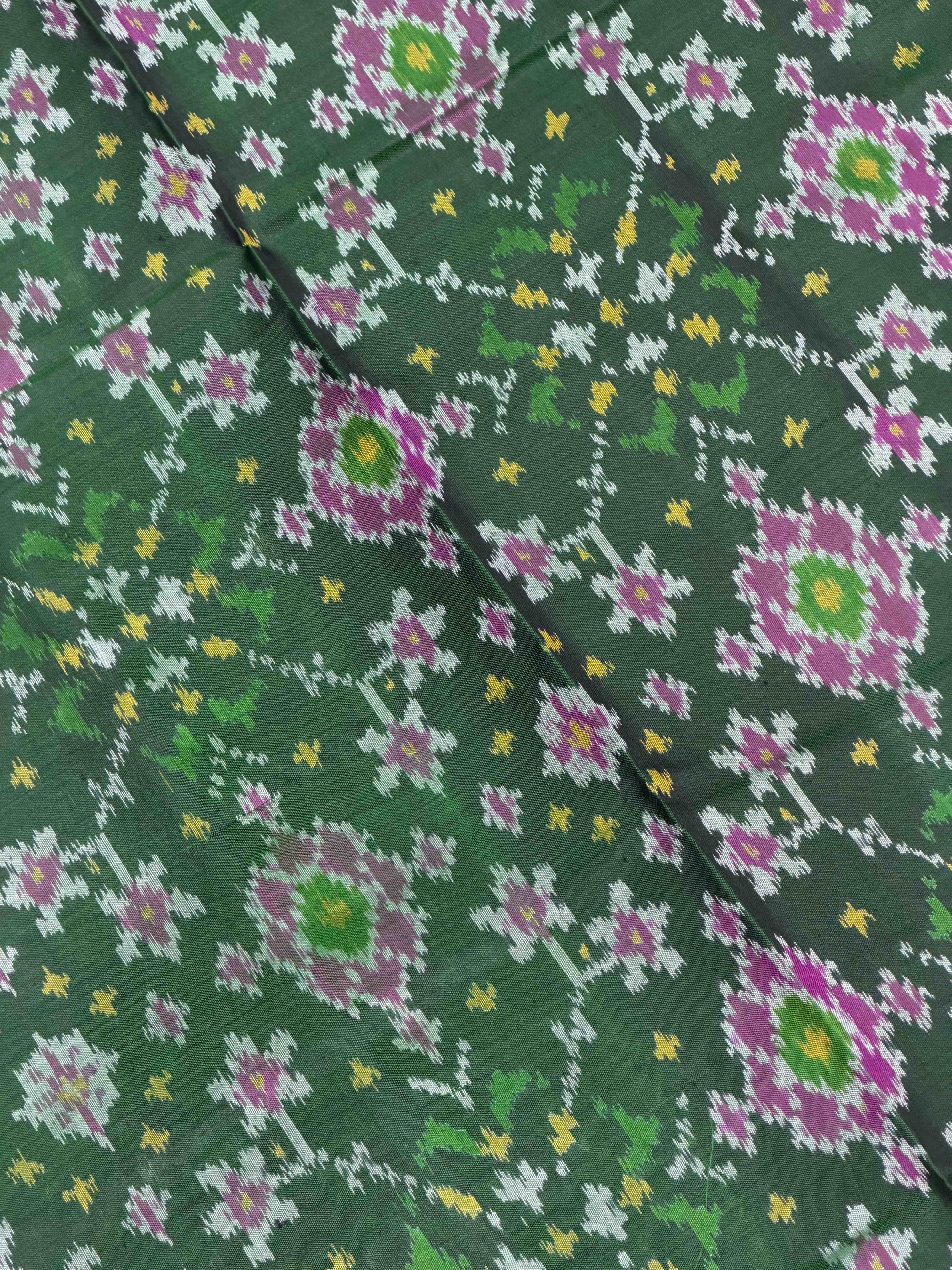 Pink & Green Navaratan Tissue border Patola Saree