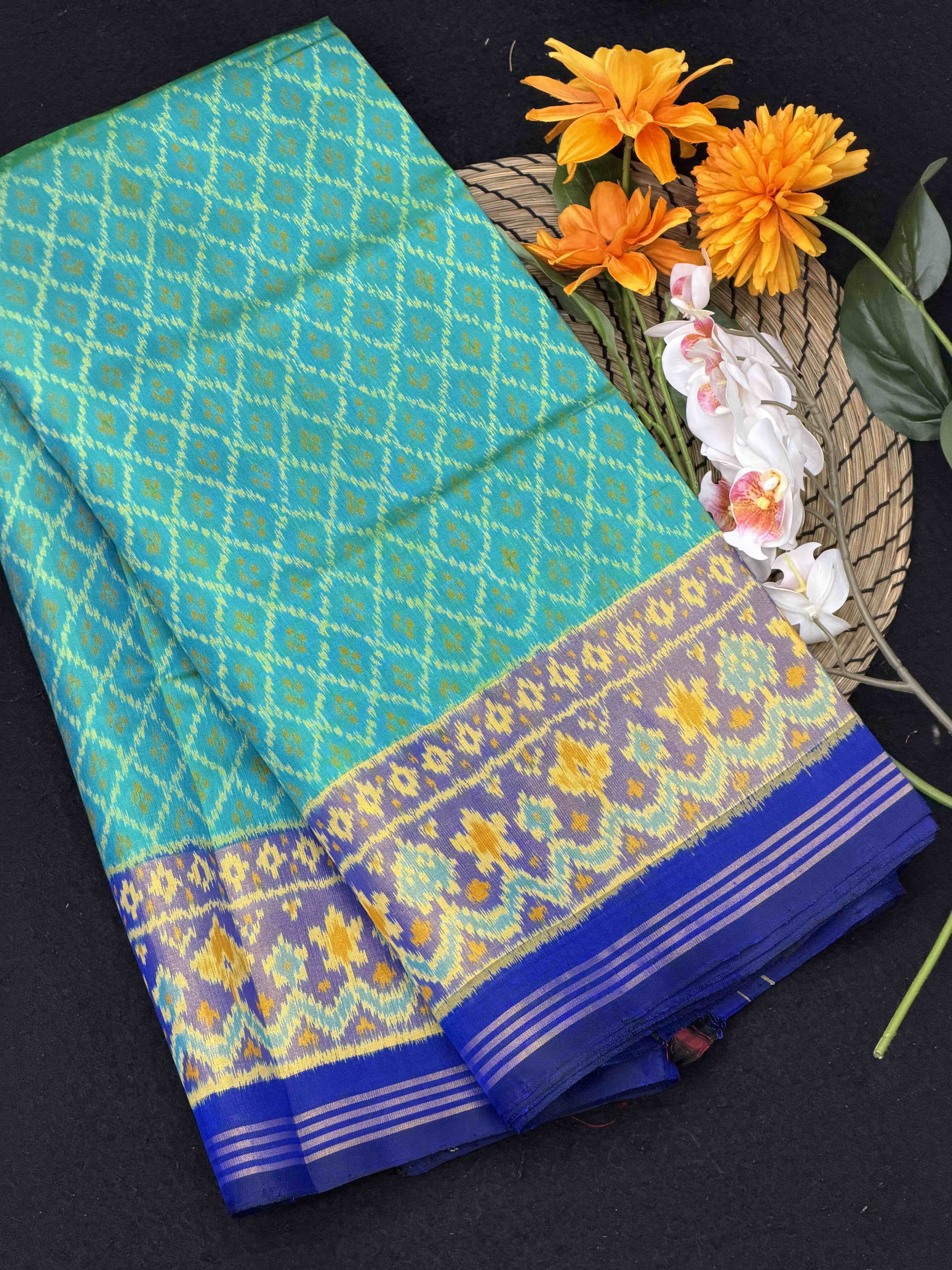 Blue & rama blue Daliyabhat Rajkot Patola Saree