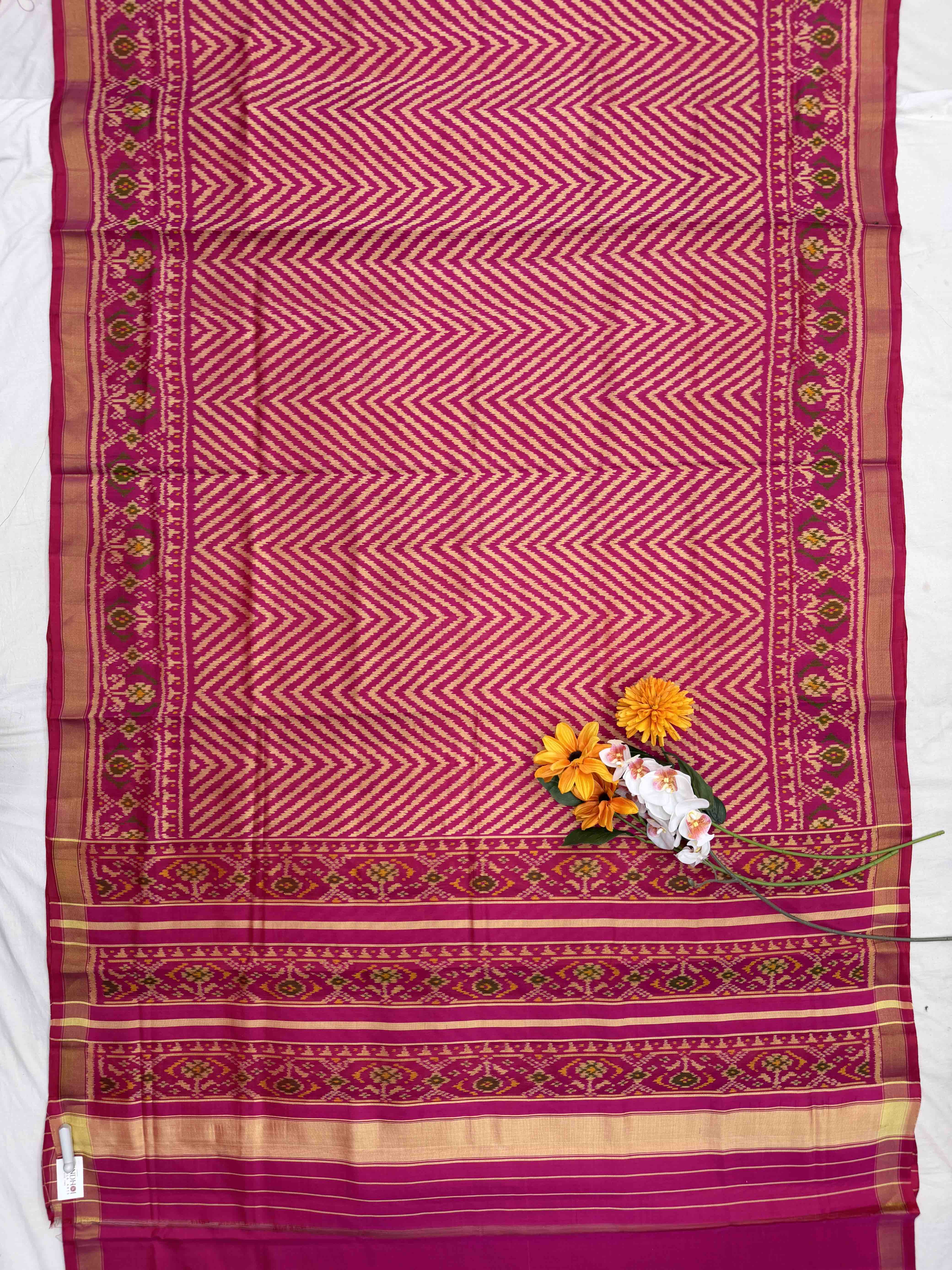 Pink zigzag Rajkot Patola Saree