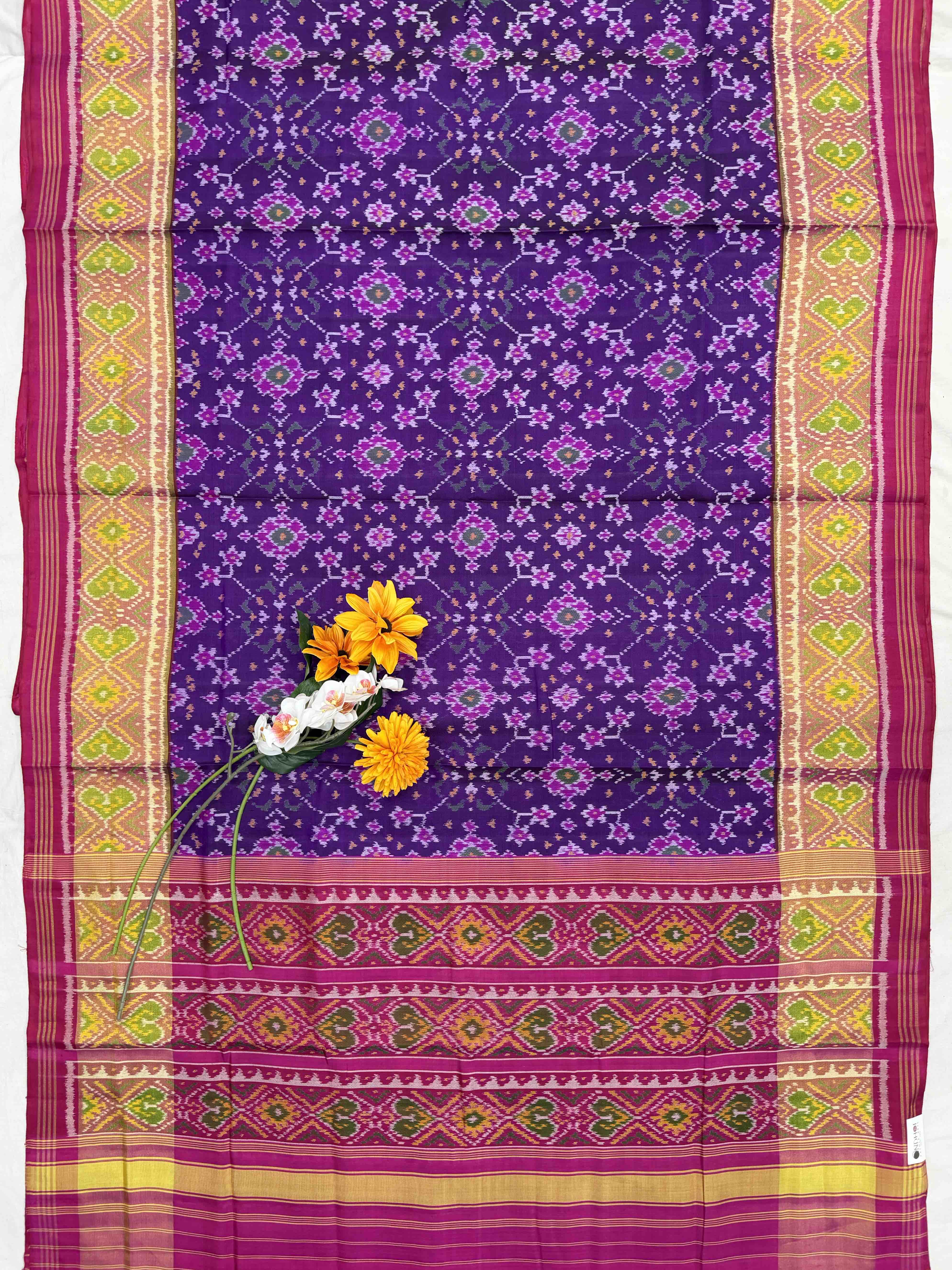 Pink & Purple Navaratan Tissue border Rajkot Patola Saree