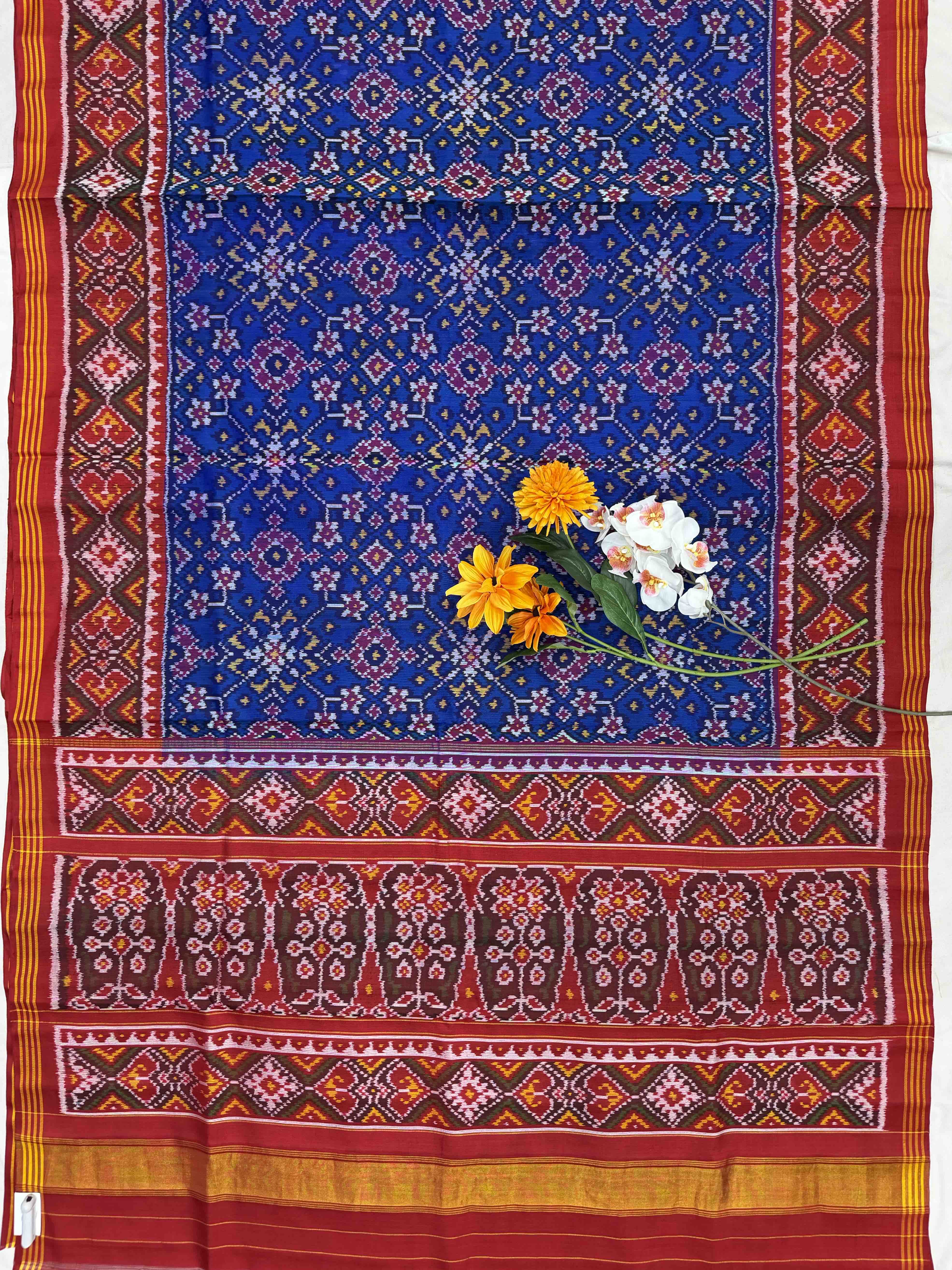 Red & Blue Navaratan Patola Saree