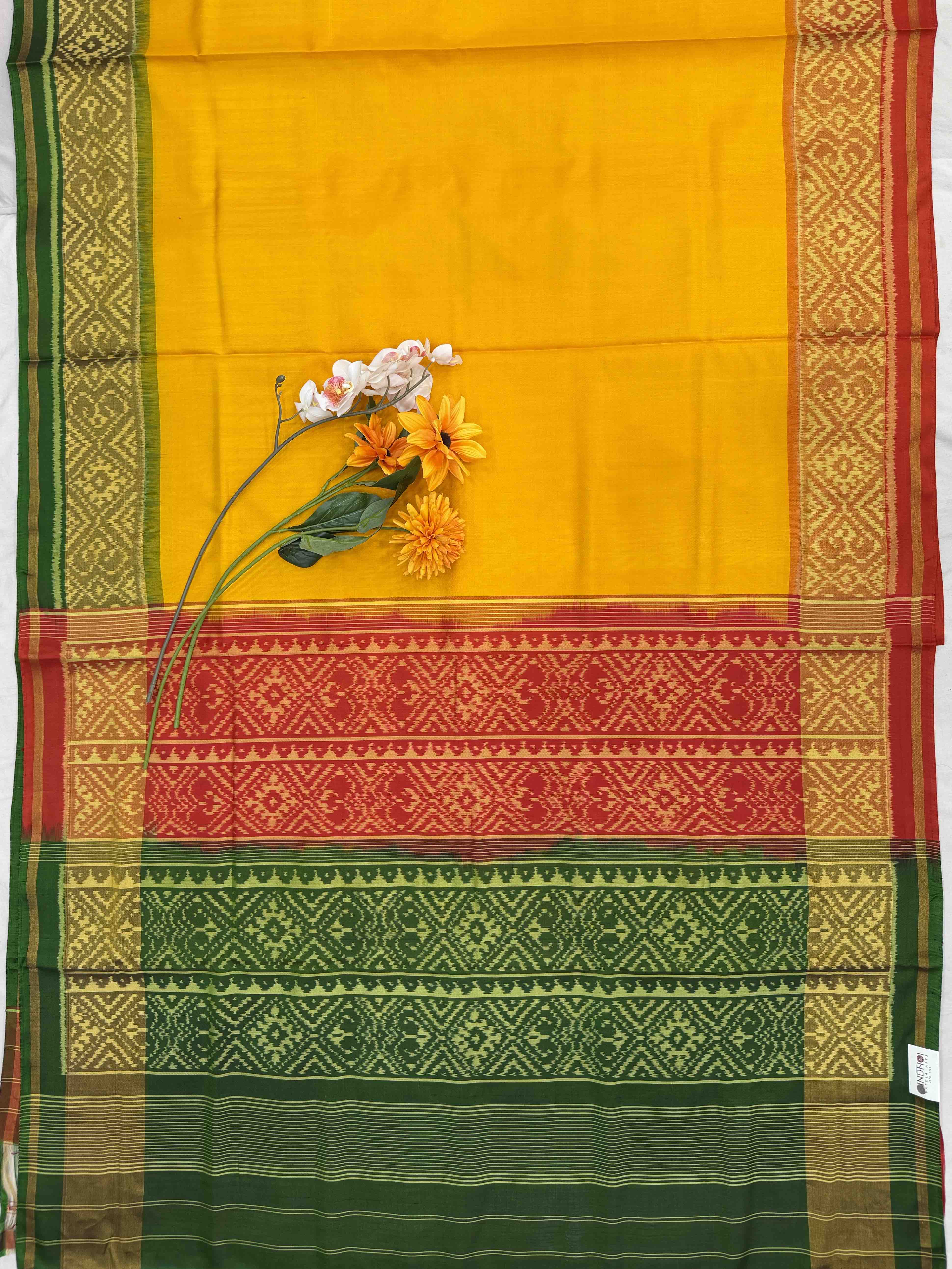 Ganga Jamuna Plain Yellow Patola Saree