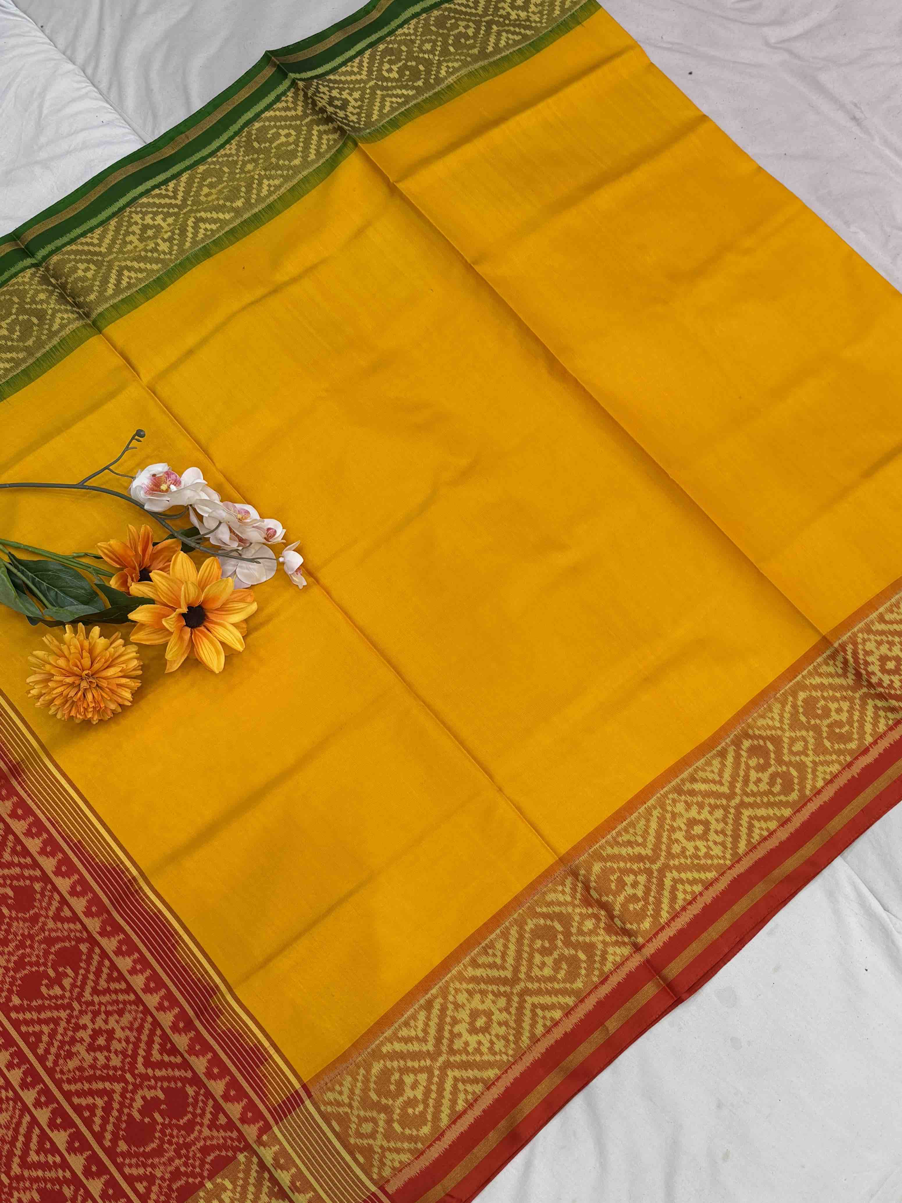 Ganga Jamuna Plain Yellow Patola Saree
