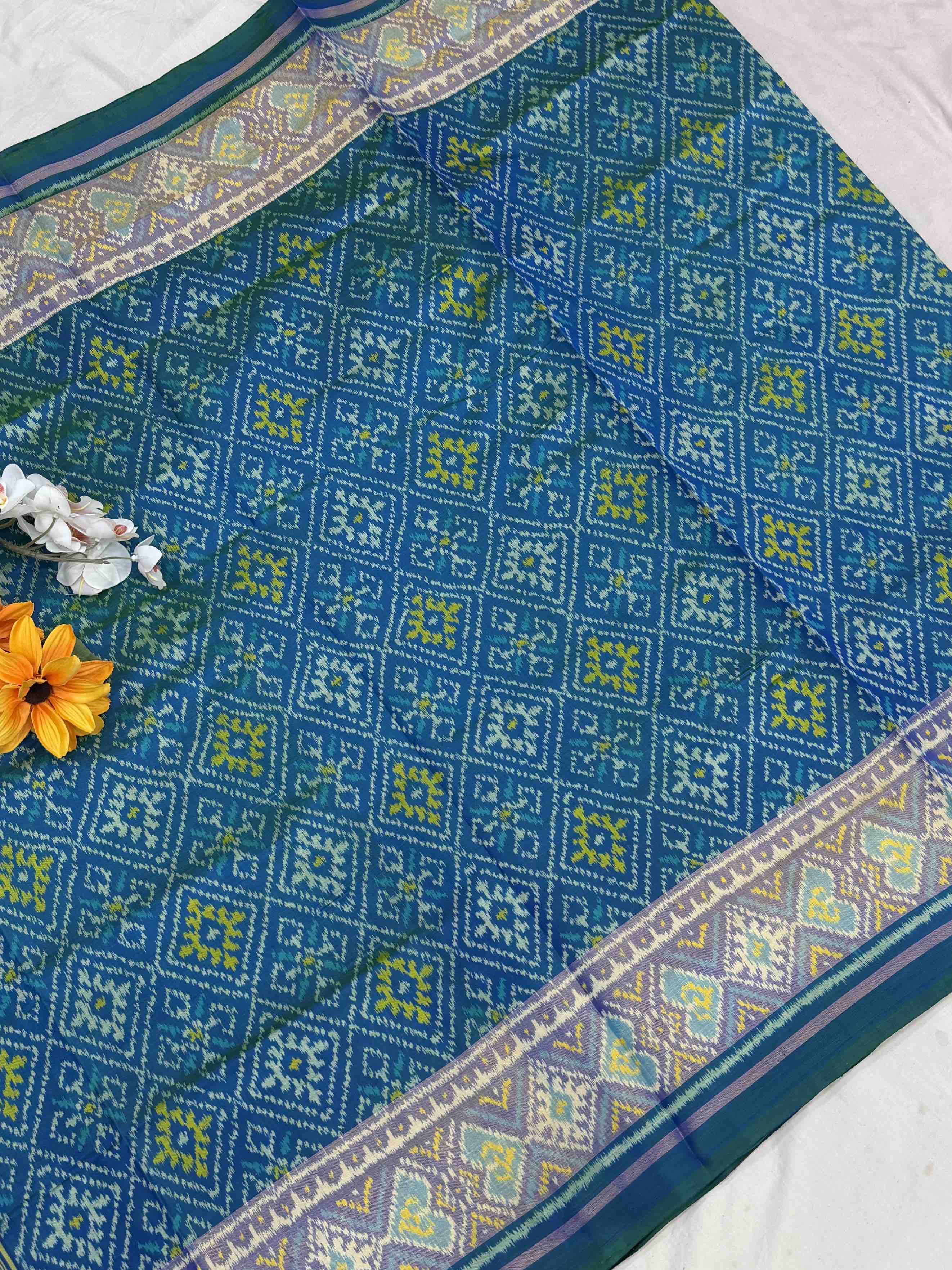 Peacock Blue shaded Panchanda Patola Saree