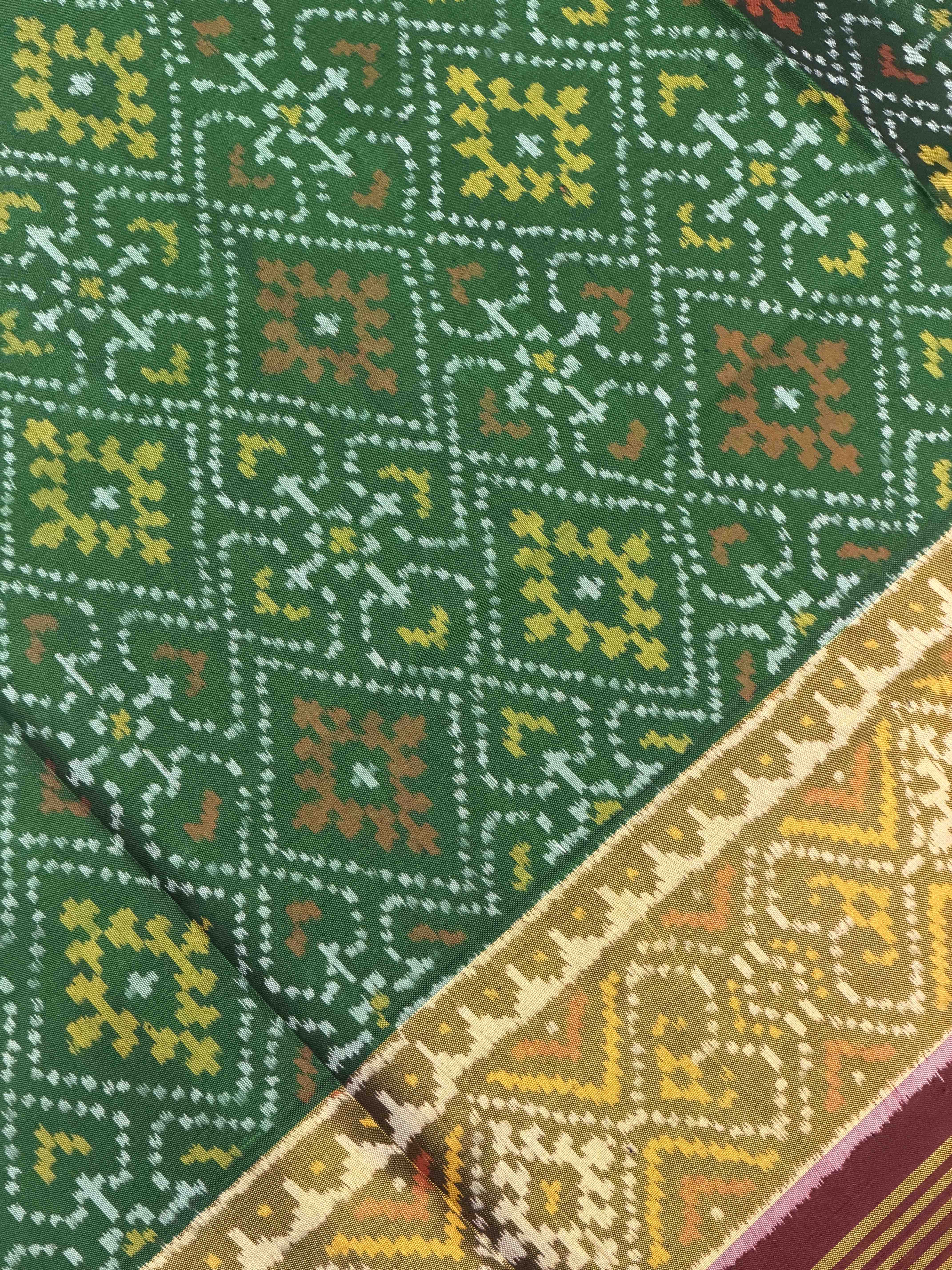 Maroon & Green chandabhat Rajkot Patola Saree