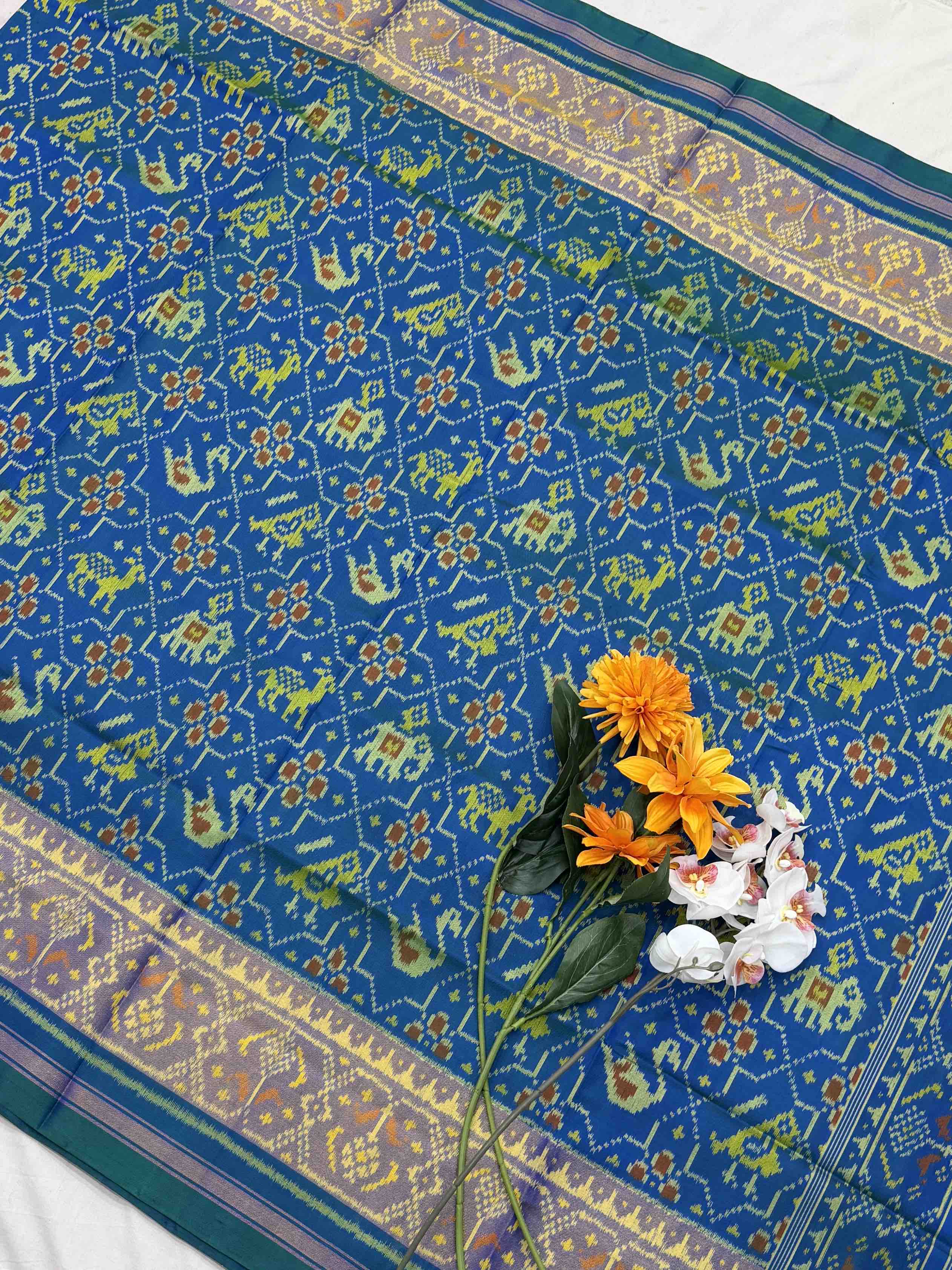 Peacock Blue star narikunjar Rajkot Patola Saree