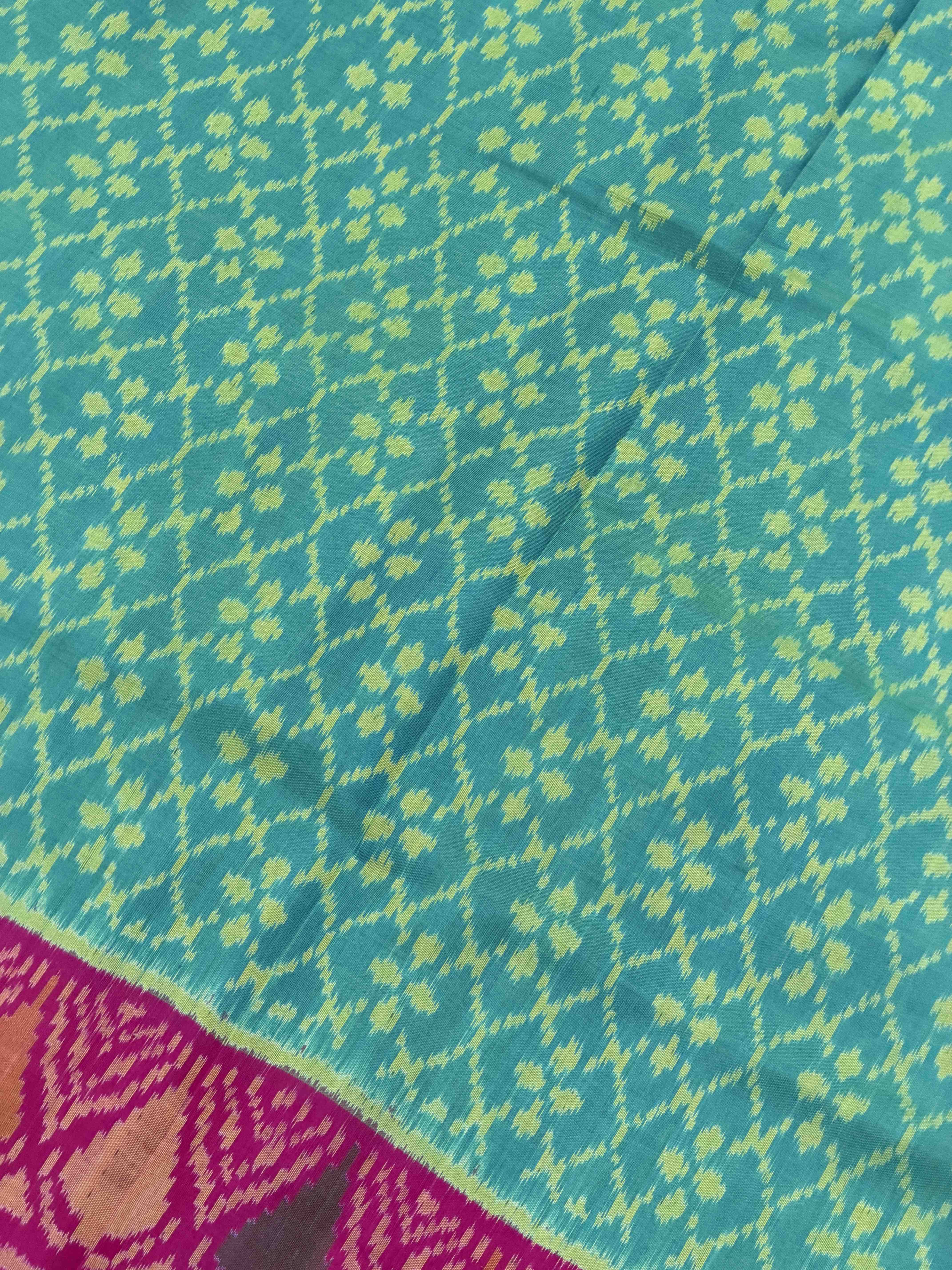 Pink & Cyan Fancy design Rajkot patola Saree