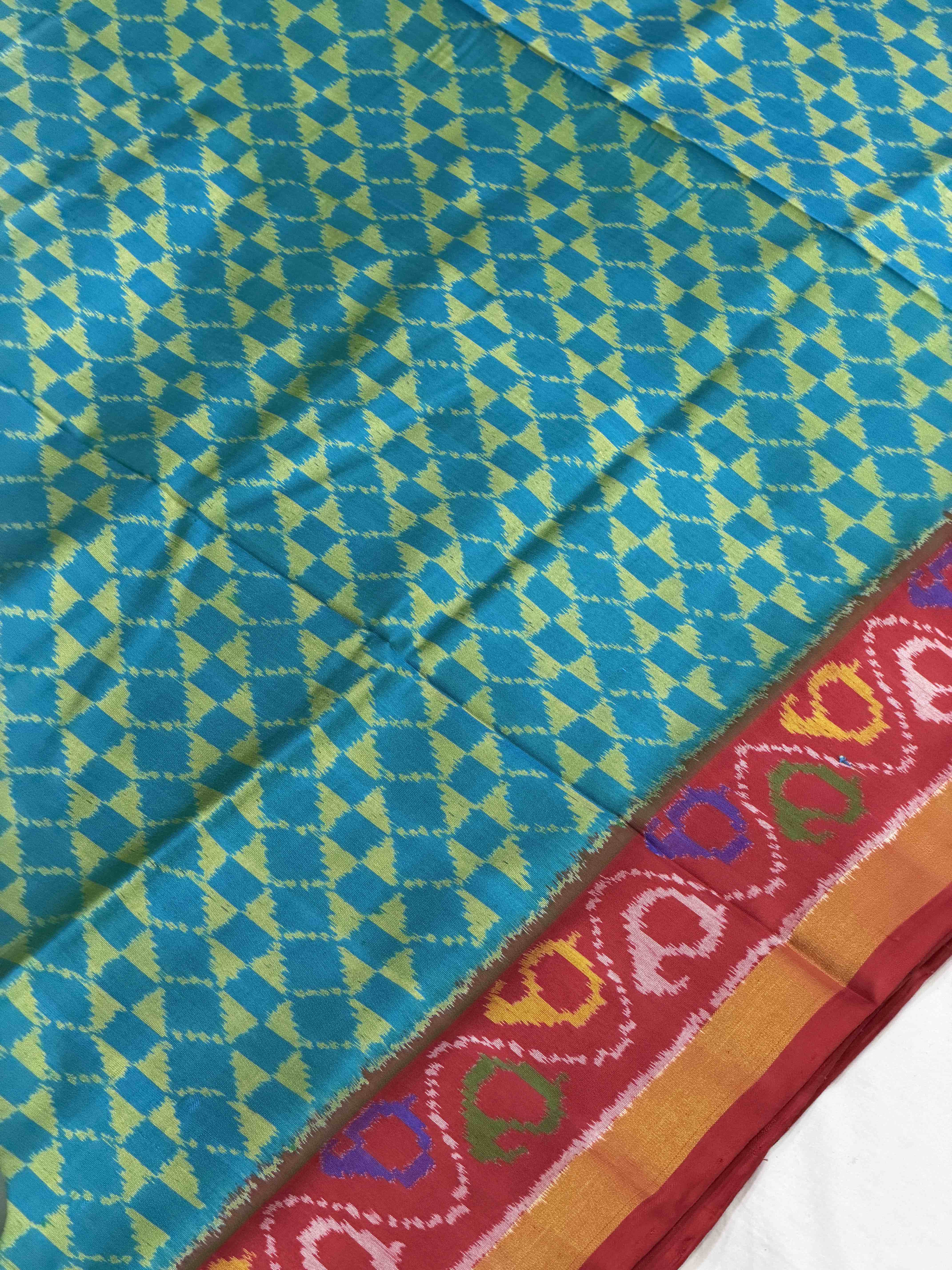 Red & Teal Blue laheriya style fancy Patola