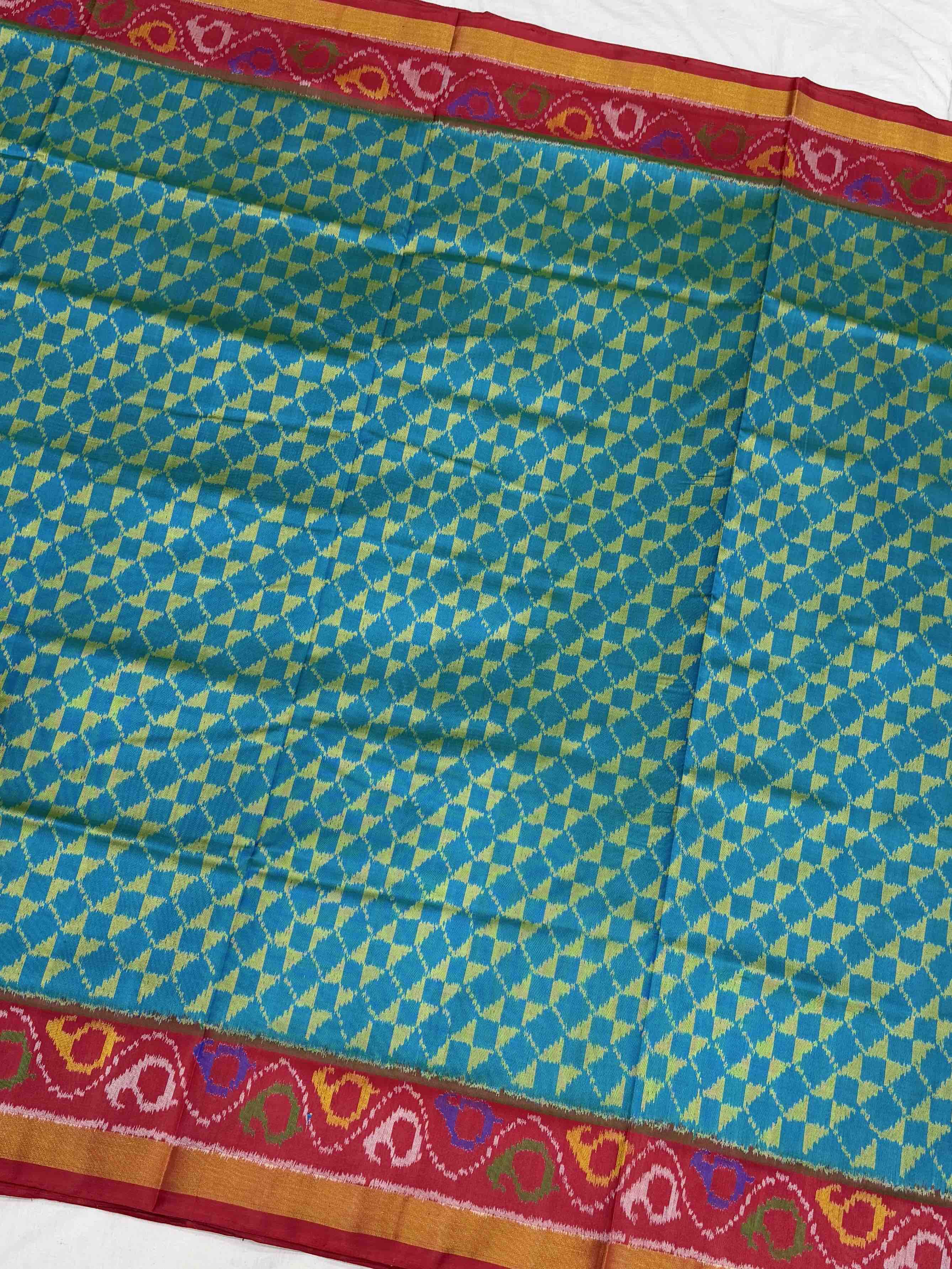 Red & Teal Blue laheriya style fancy Patola