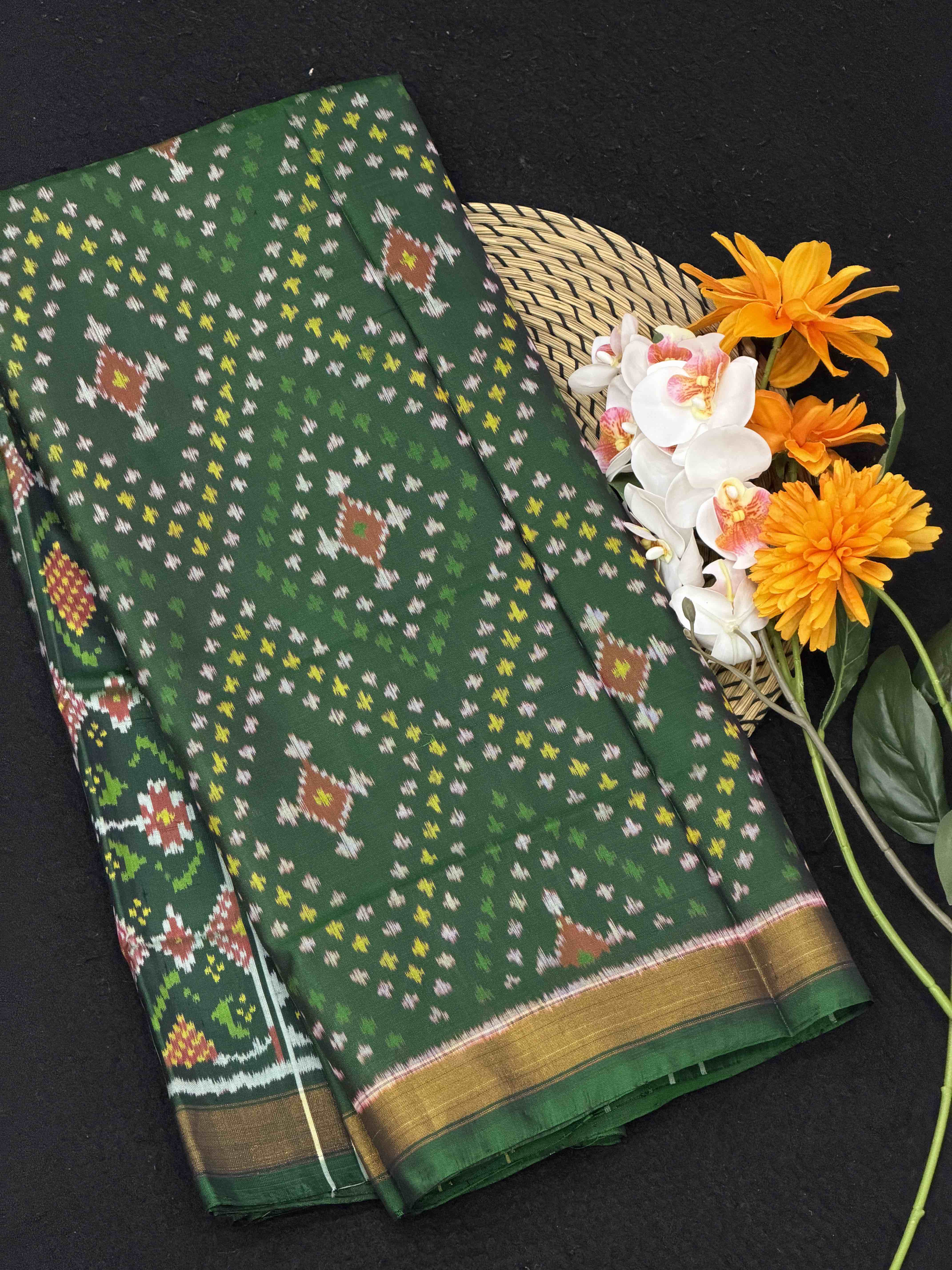 Bandhani Design Green shade Rajkot Patola Saree