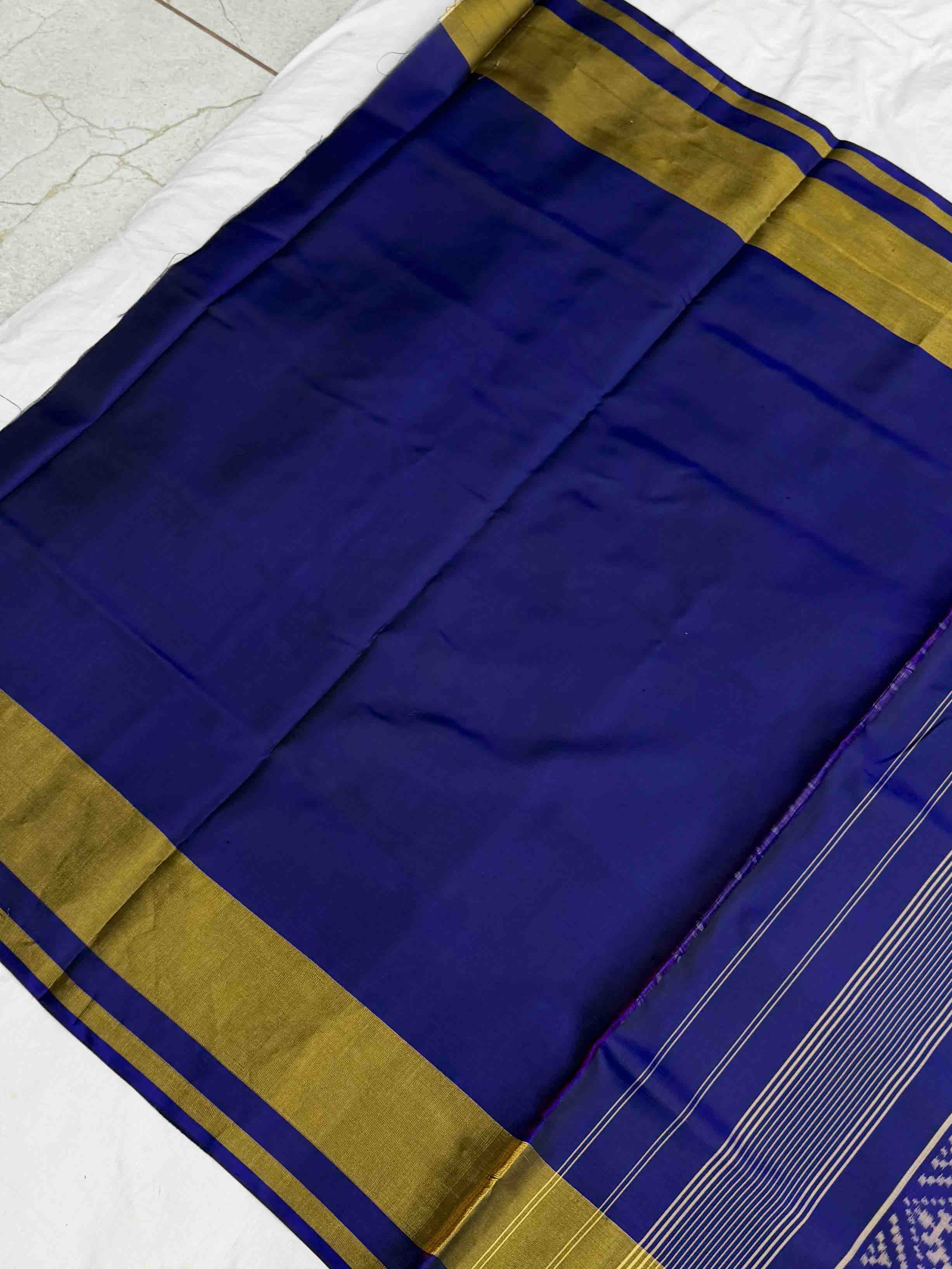 Bluish purple & pink gala border patola saree