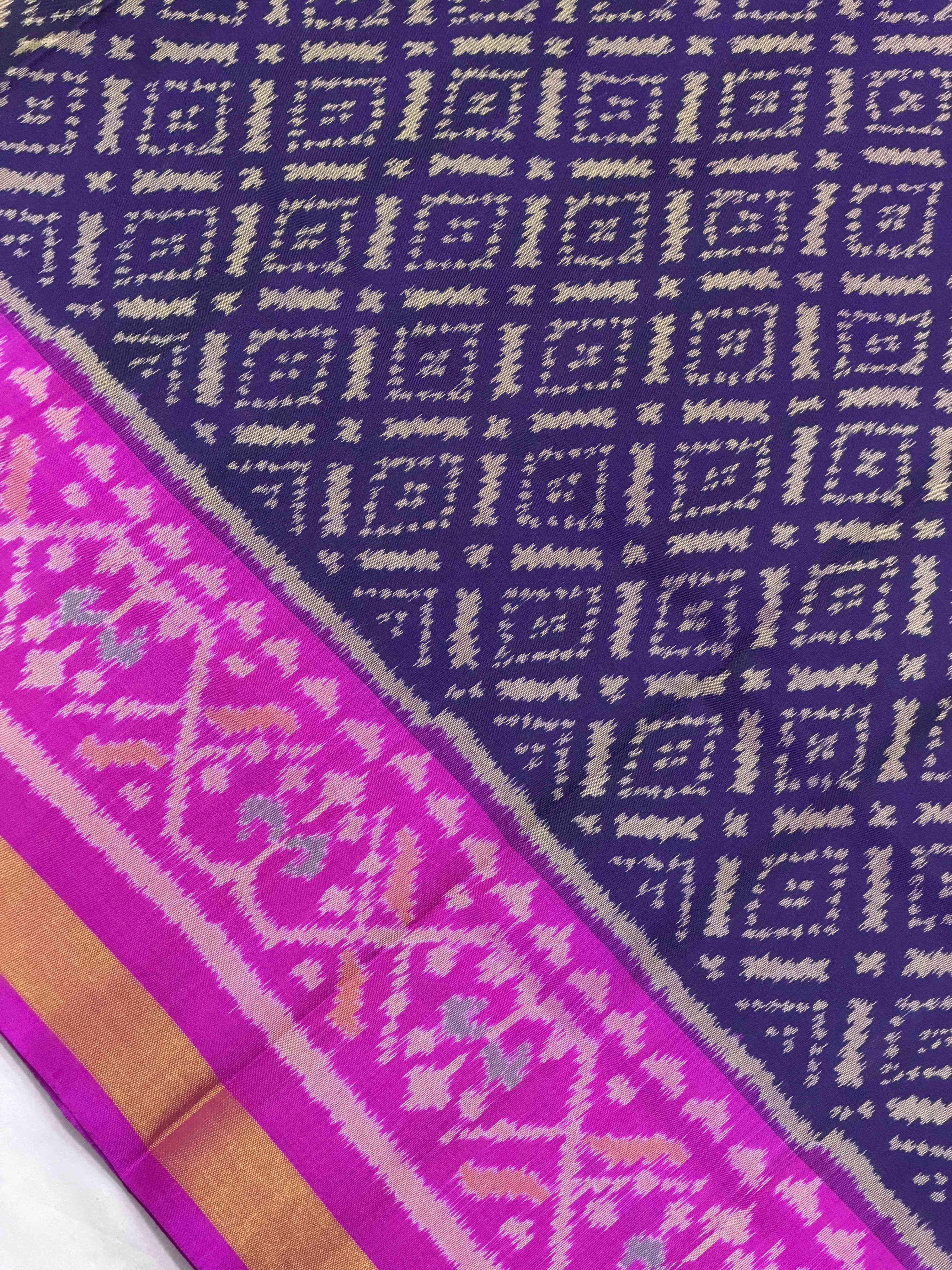 Pink & Deep Purple Chokhta Bhat Patola Saree
