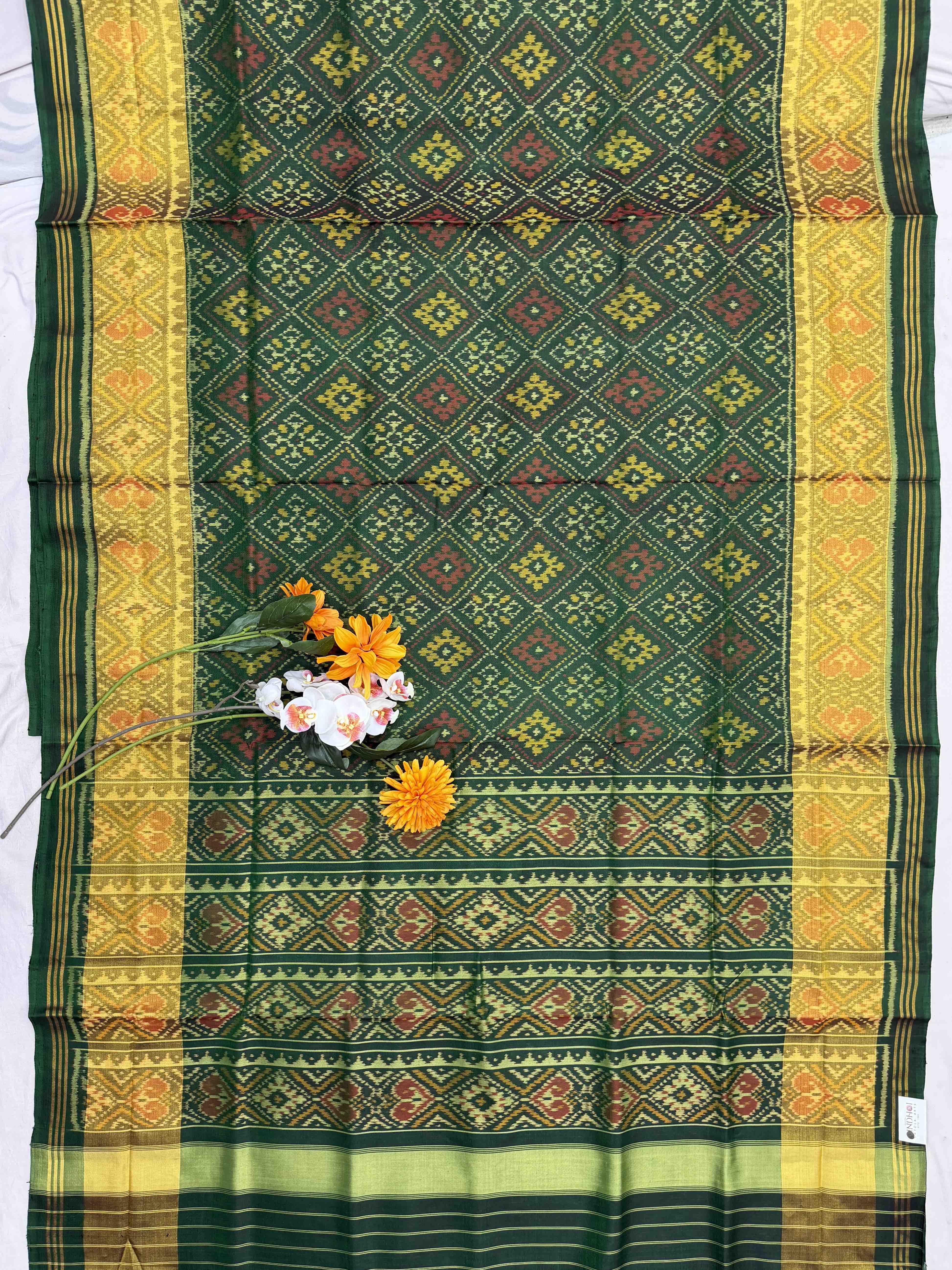 Green chandabhat Tissue Border Rajkot Patola