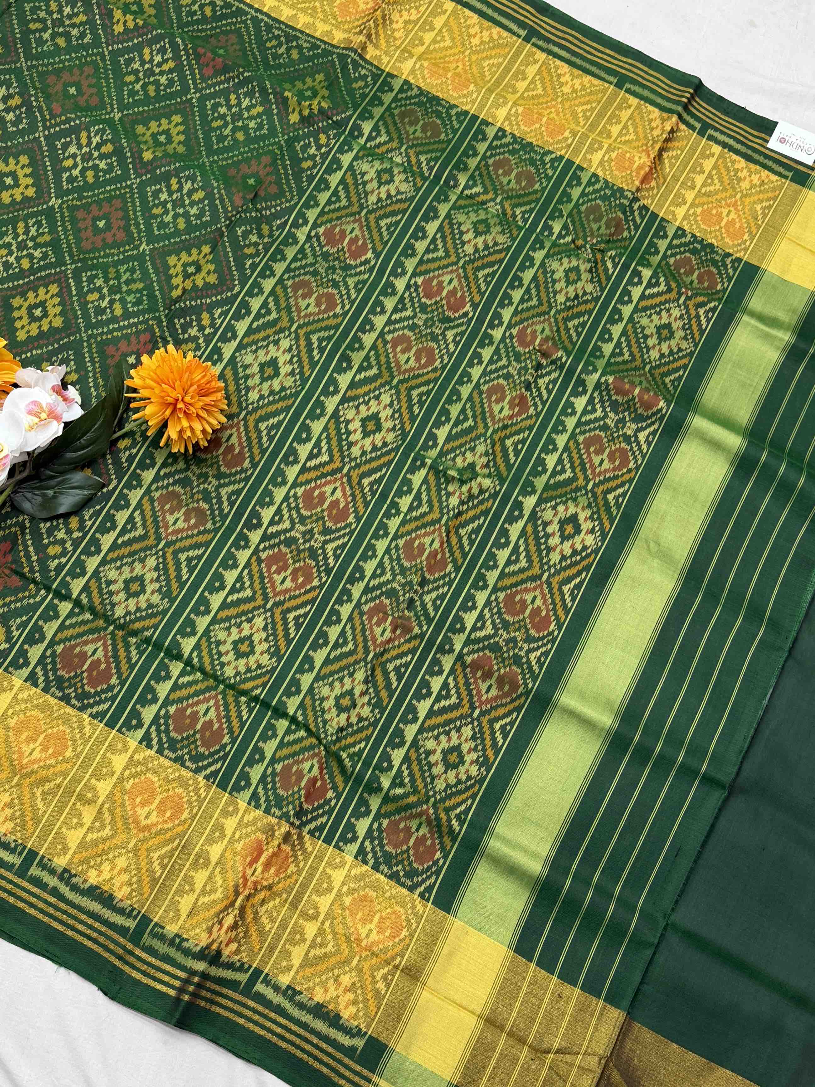 Green chandabhat Tissue Border Rajkot Patola