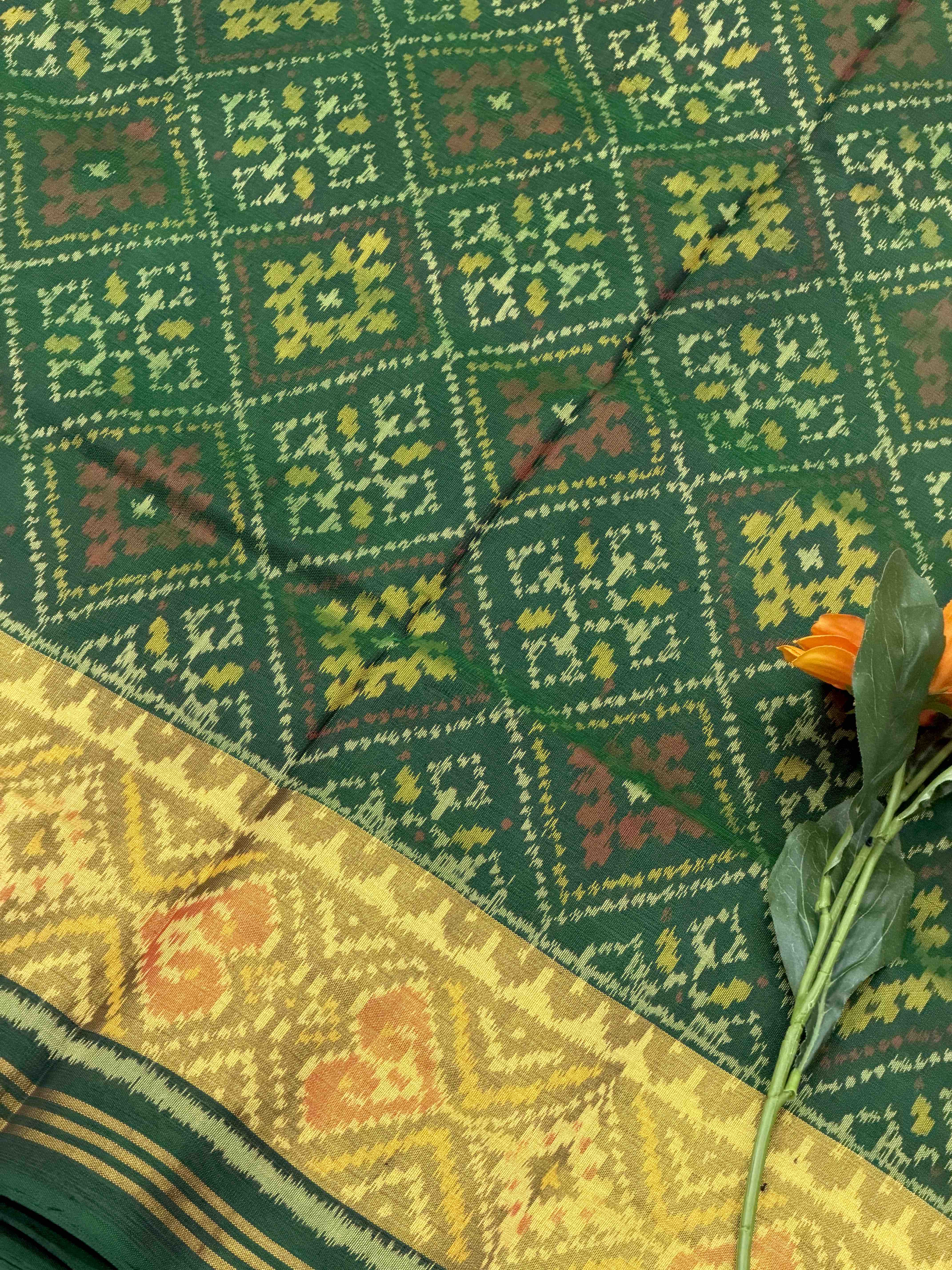 Green chandabhat Tissue Border Rajkot Patola
