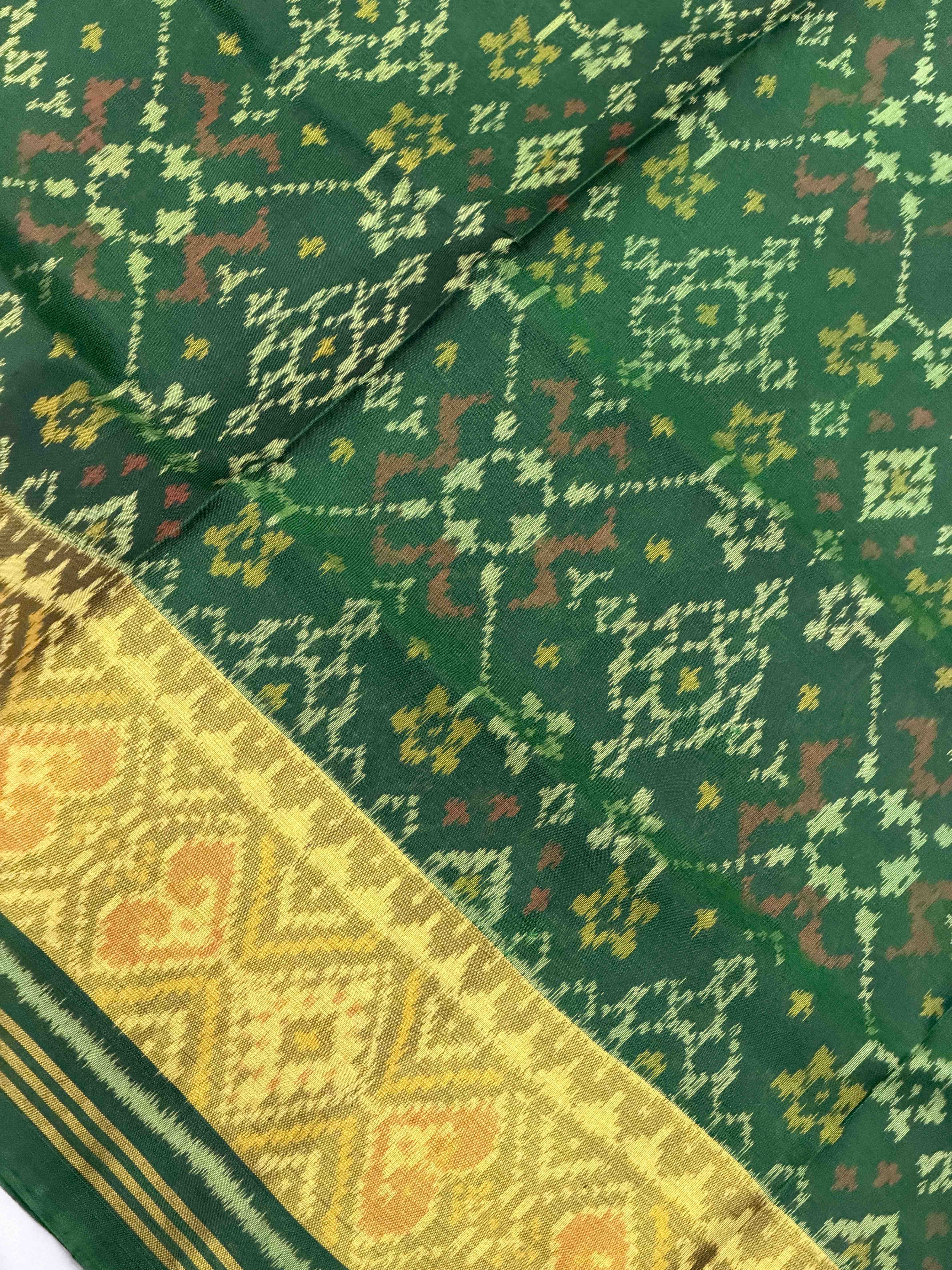 Green Navaratan Tissue border Rajkot Patola Saree