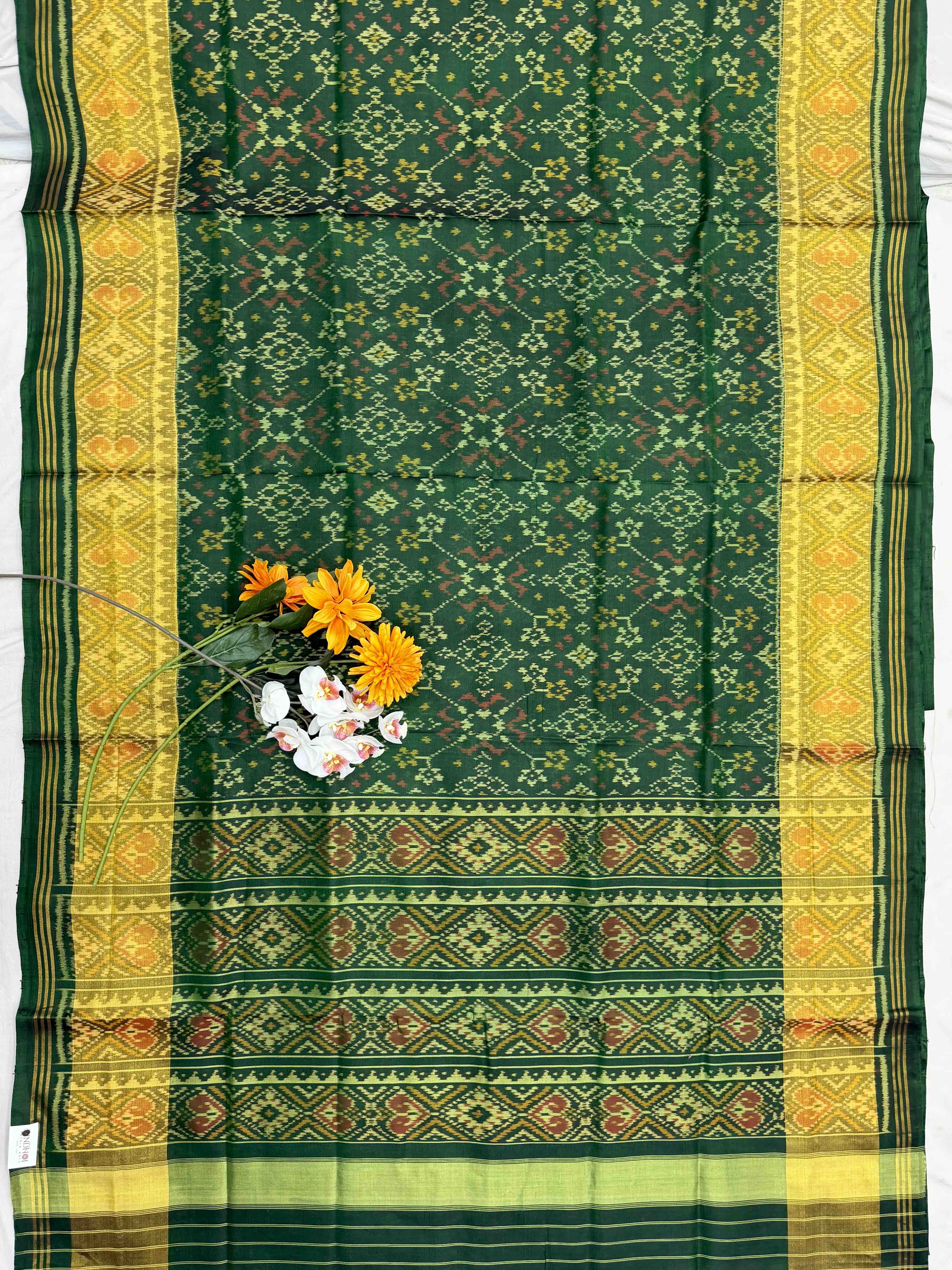 Green Navaratan Tissue border Rajkot Patola Saree