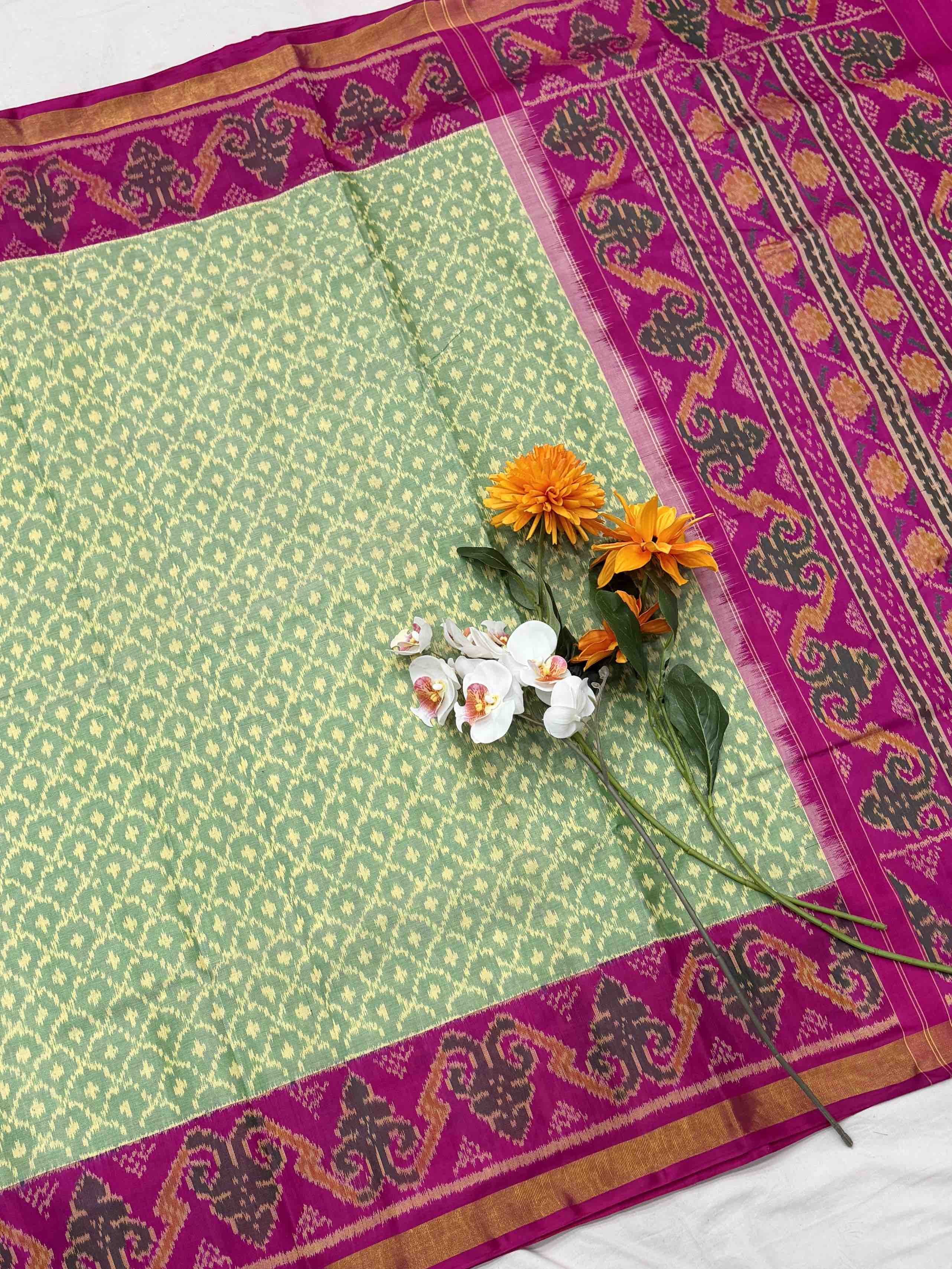Pink & light Green Rajkot Patola Saree