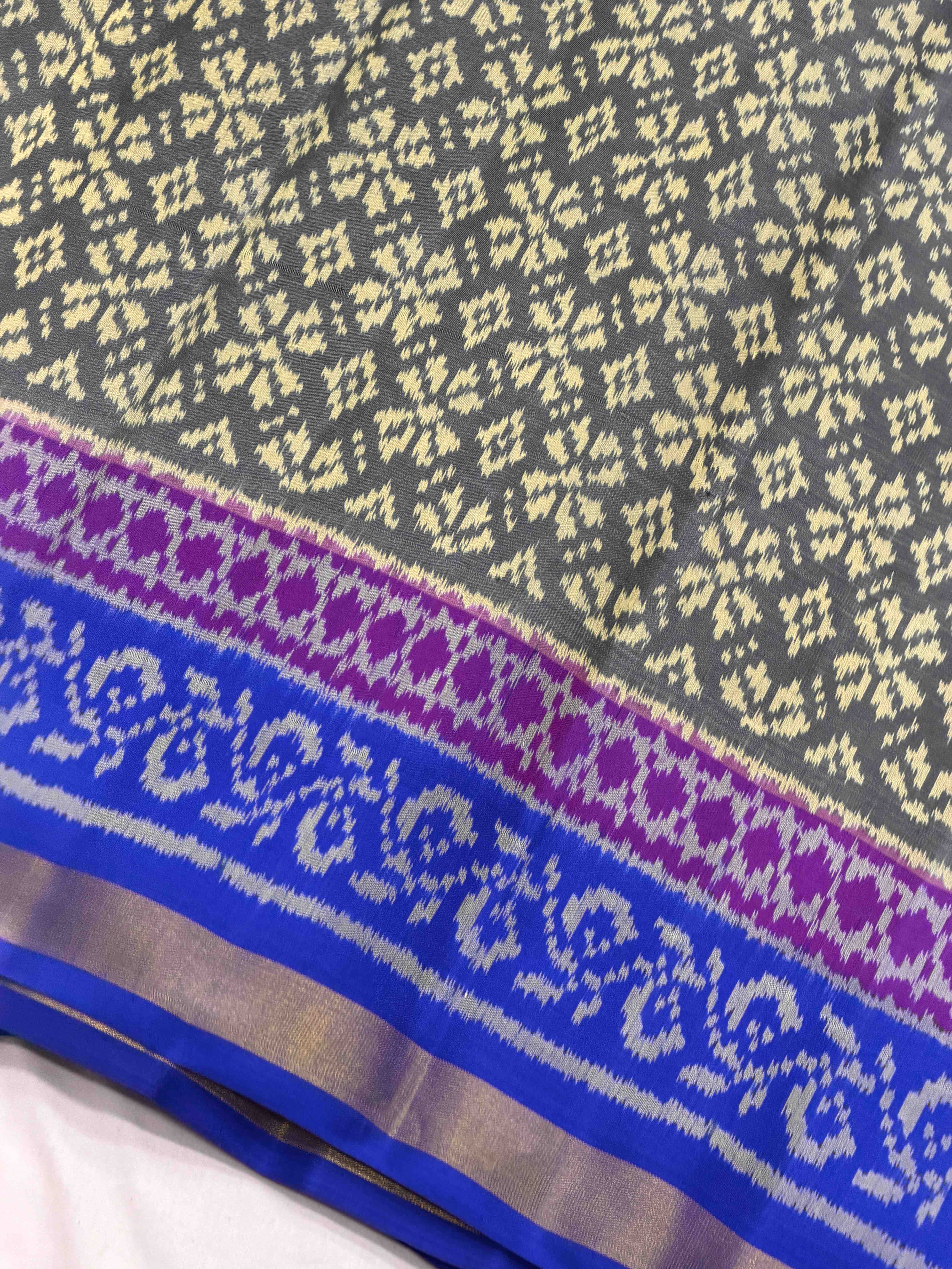 Blue & Grey Designer Rajkot Patola Saree