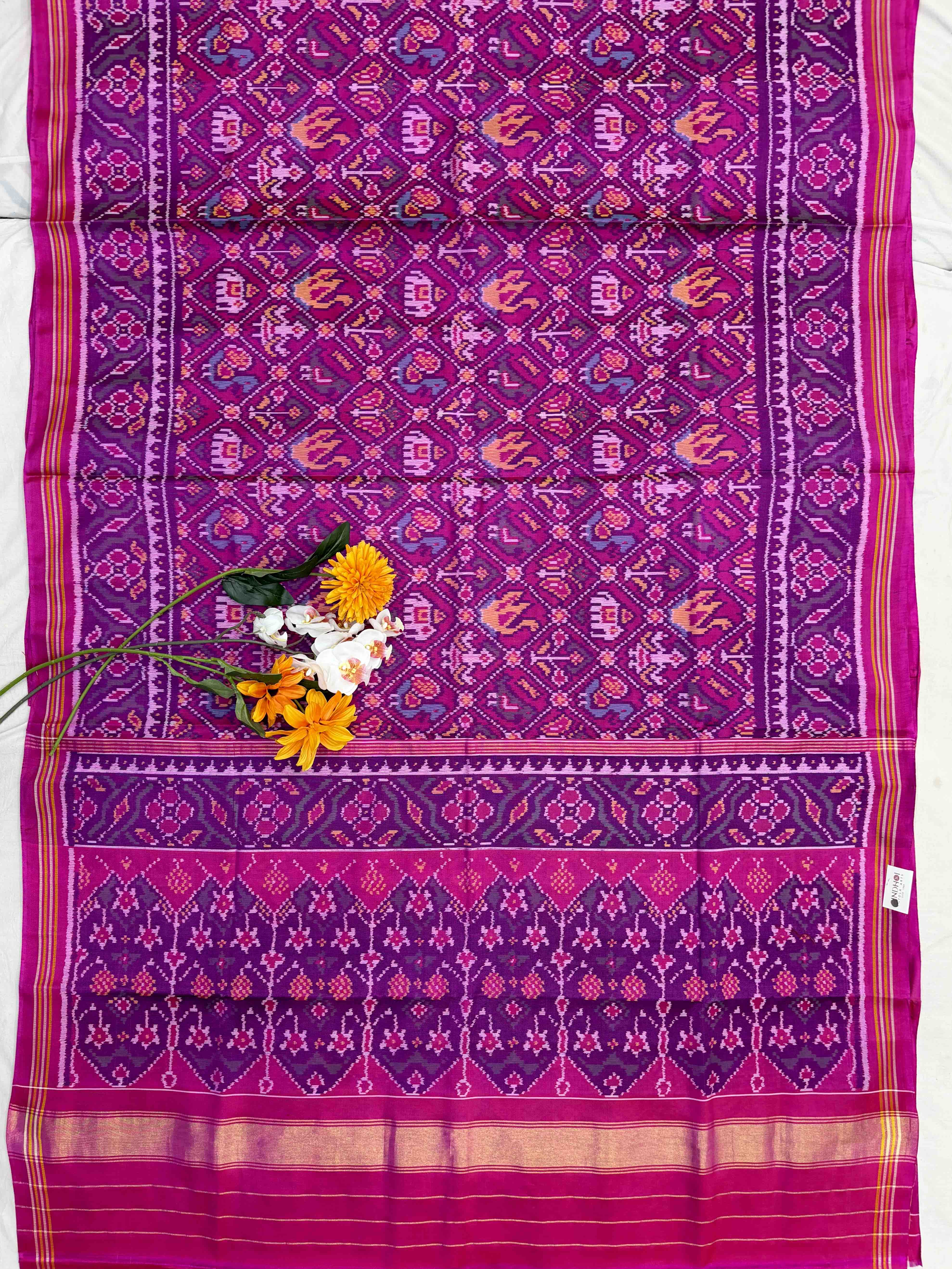 Pink Narikunj single ikat Patan Patola Saree