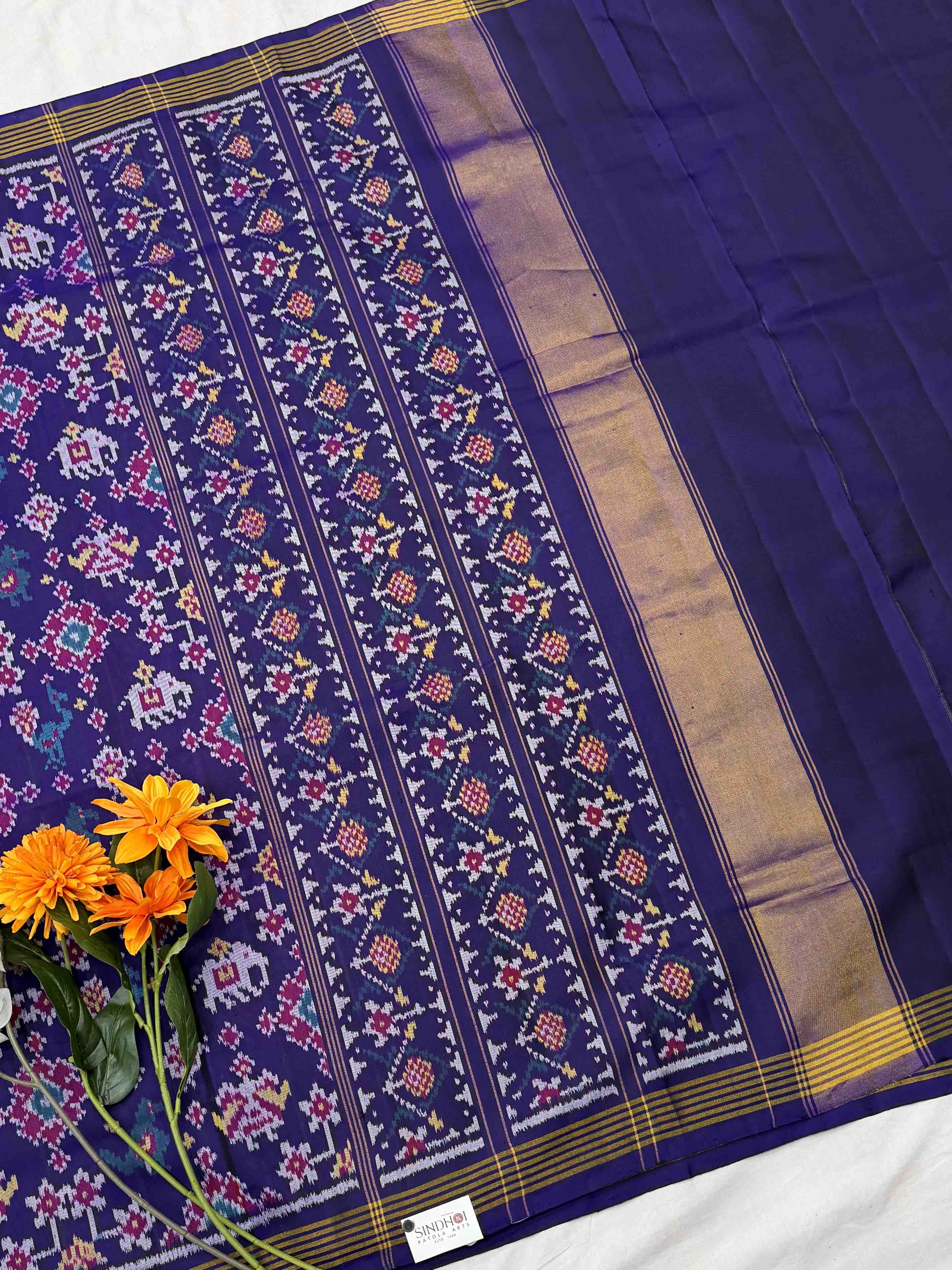 Purple Narikunj Navaratan single ikat Patola Saree
