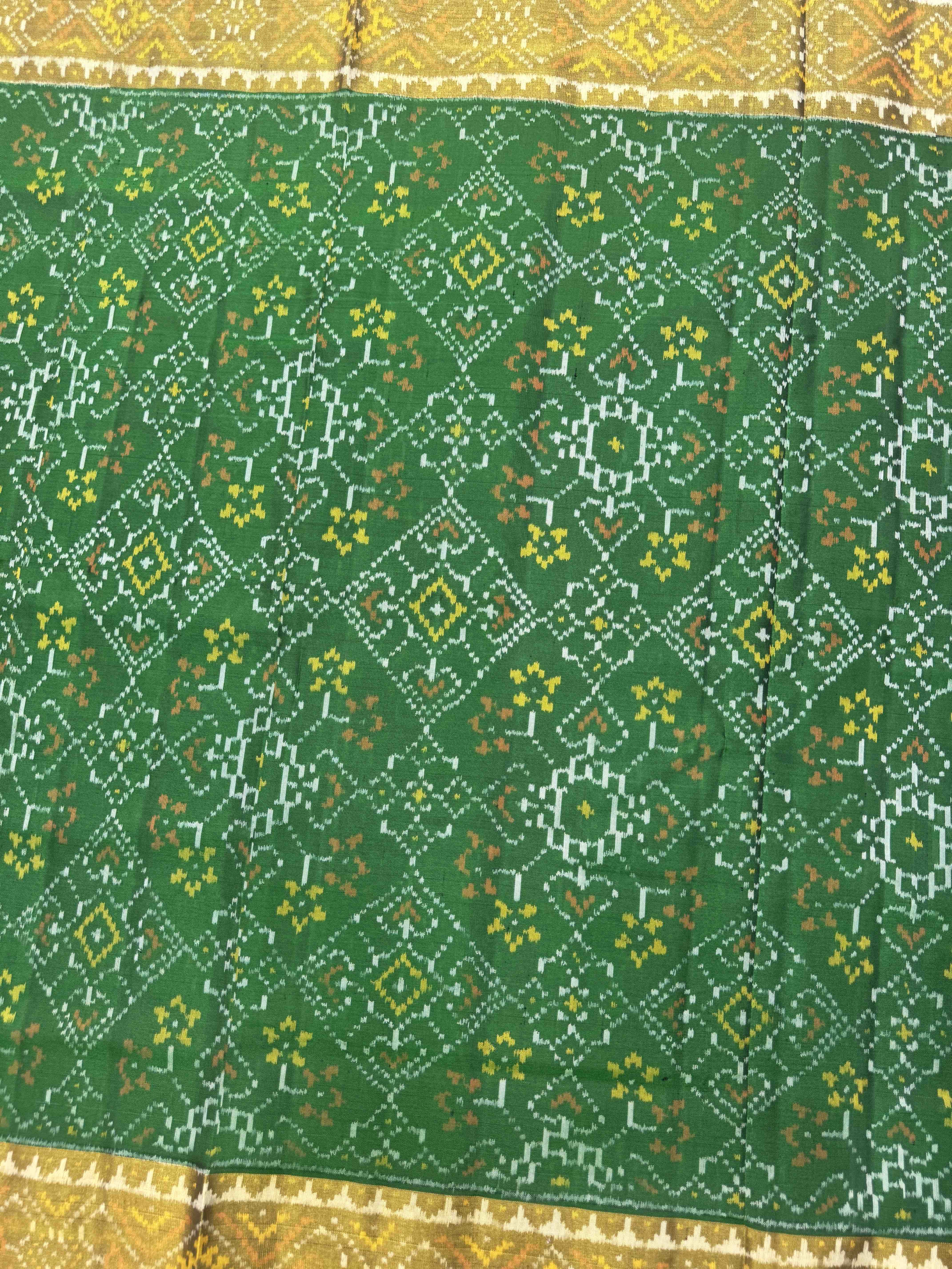 Green & Red Manekchowk Navratan Mix Patola Saree