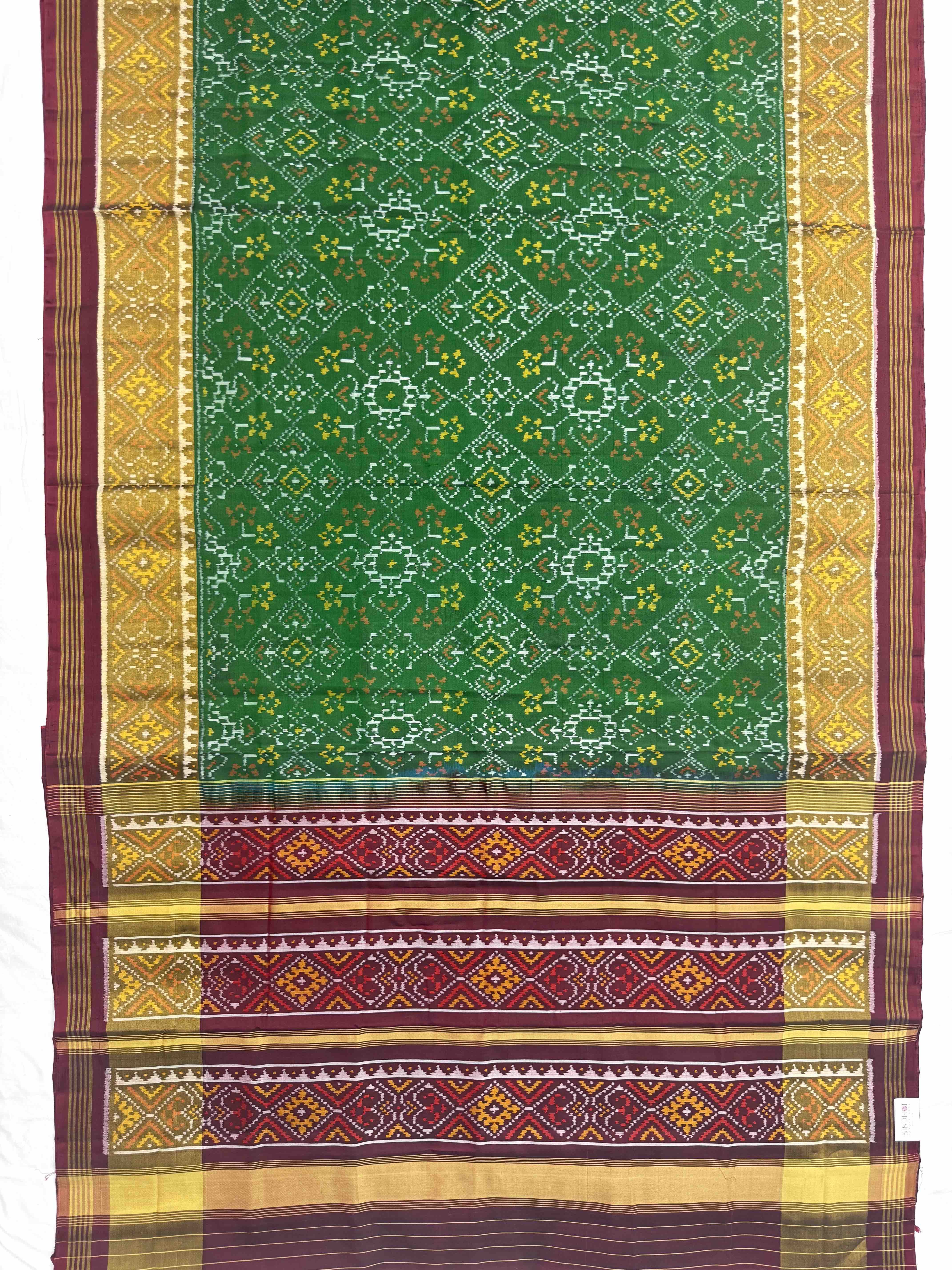 Green & Red Manekchowk Navratan Mix Patola Saree
