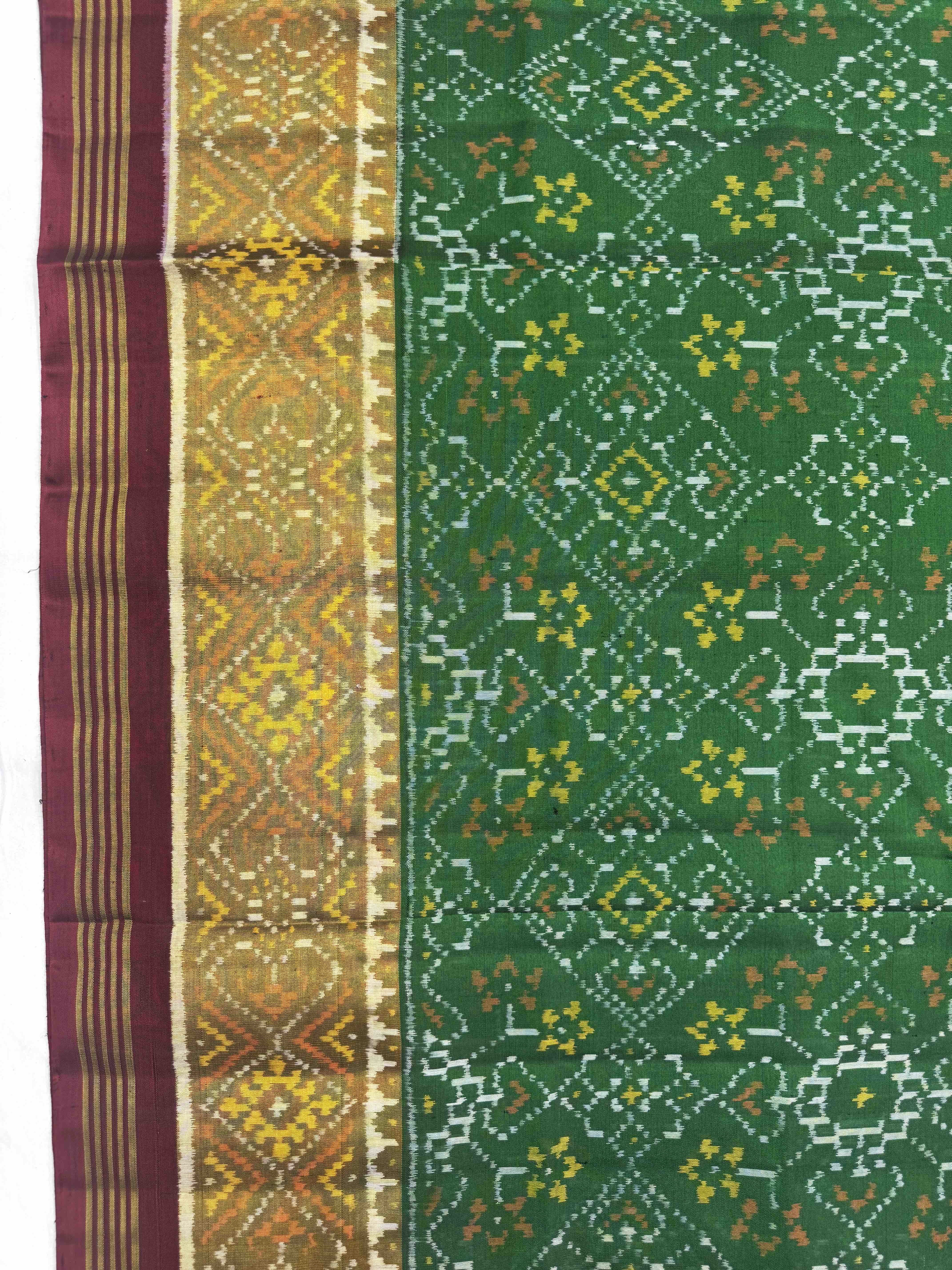 Green & Red Manekchowk Navratan Mix Patola Saree