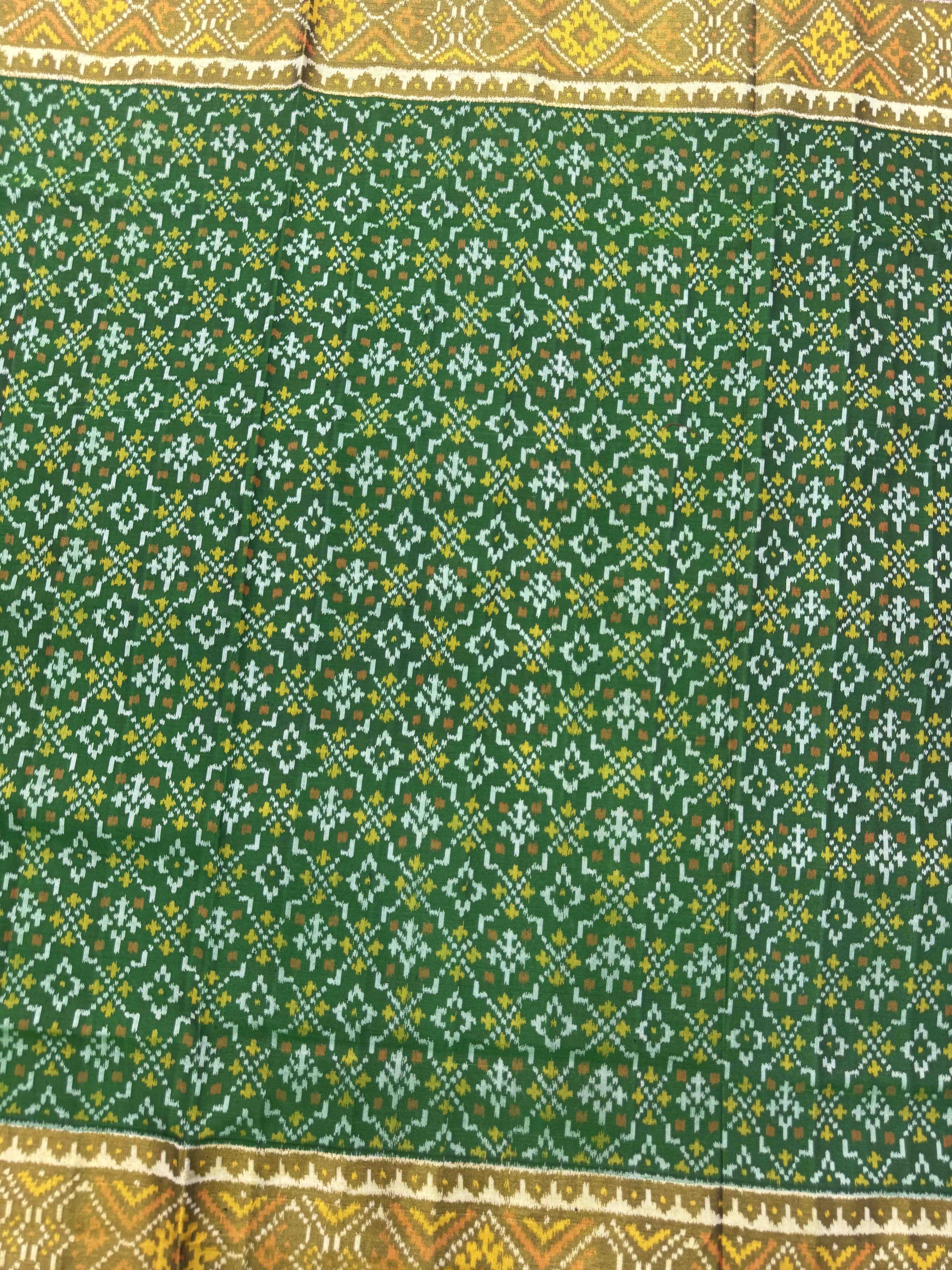 Green & Red Buttonful Patola Saree