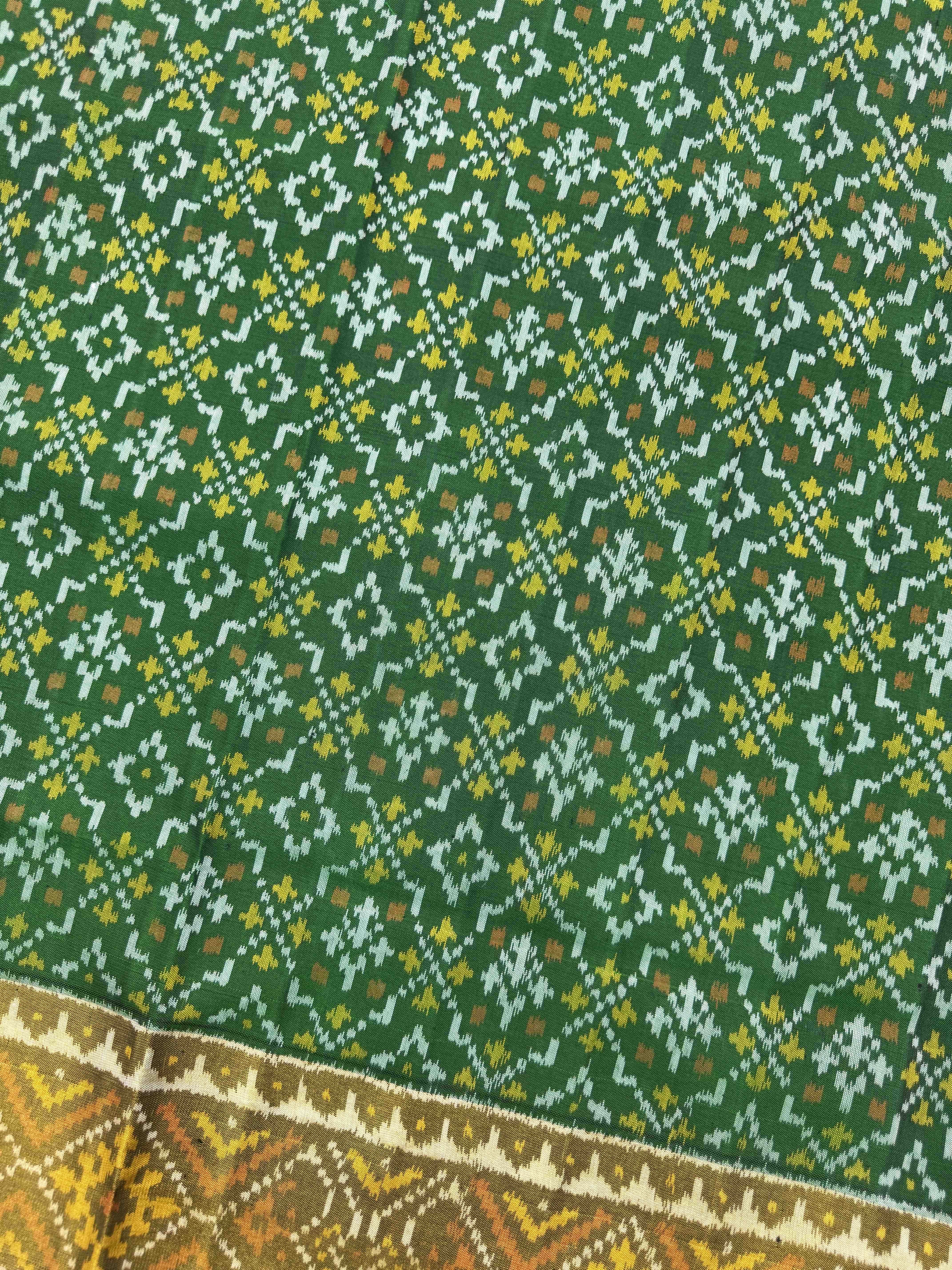 Green & Red Buttonful Patola Saree