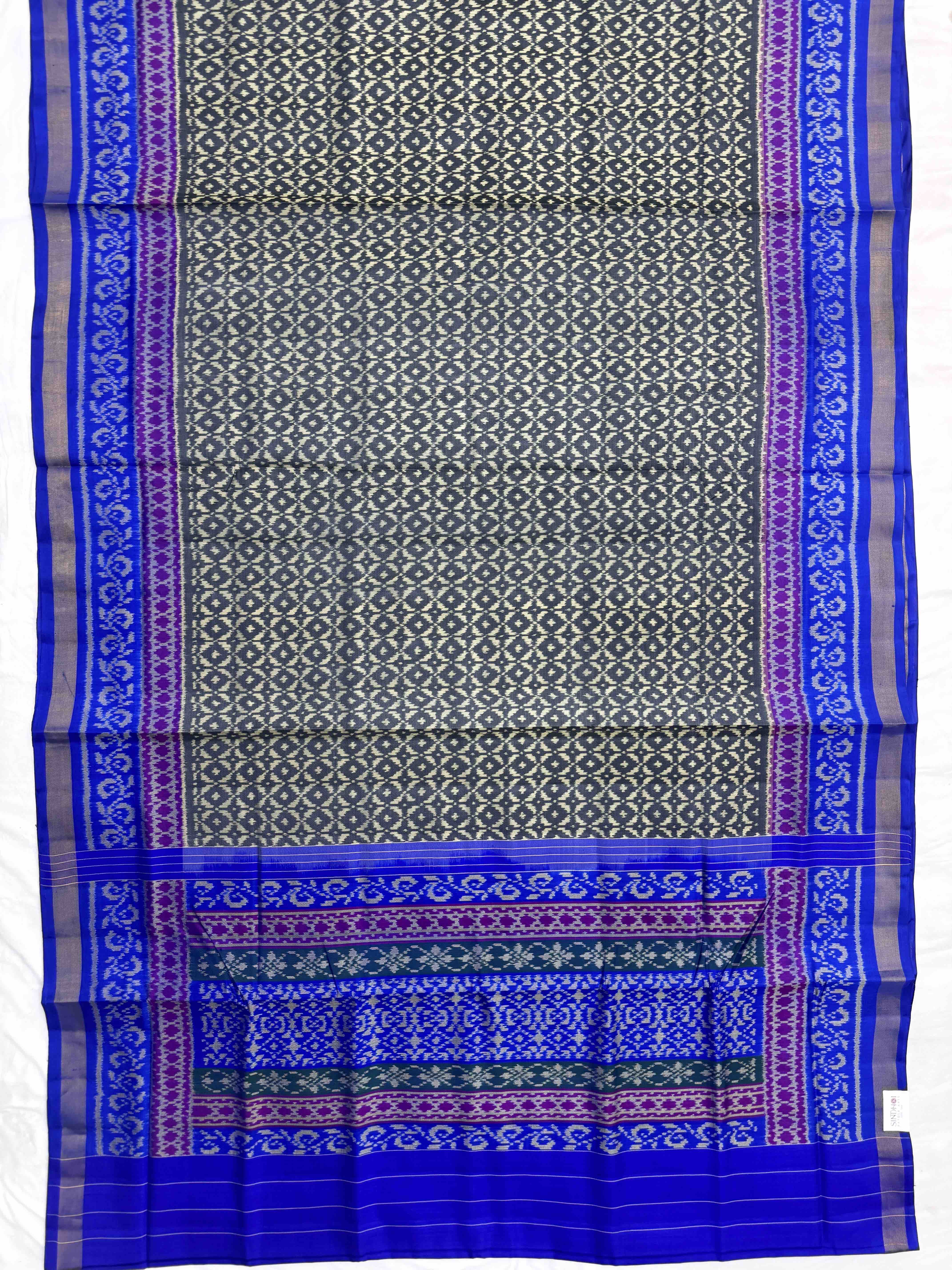 Blue & Grey Designer Patola Saree