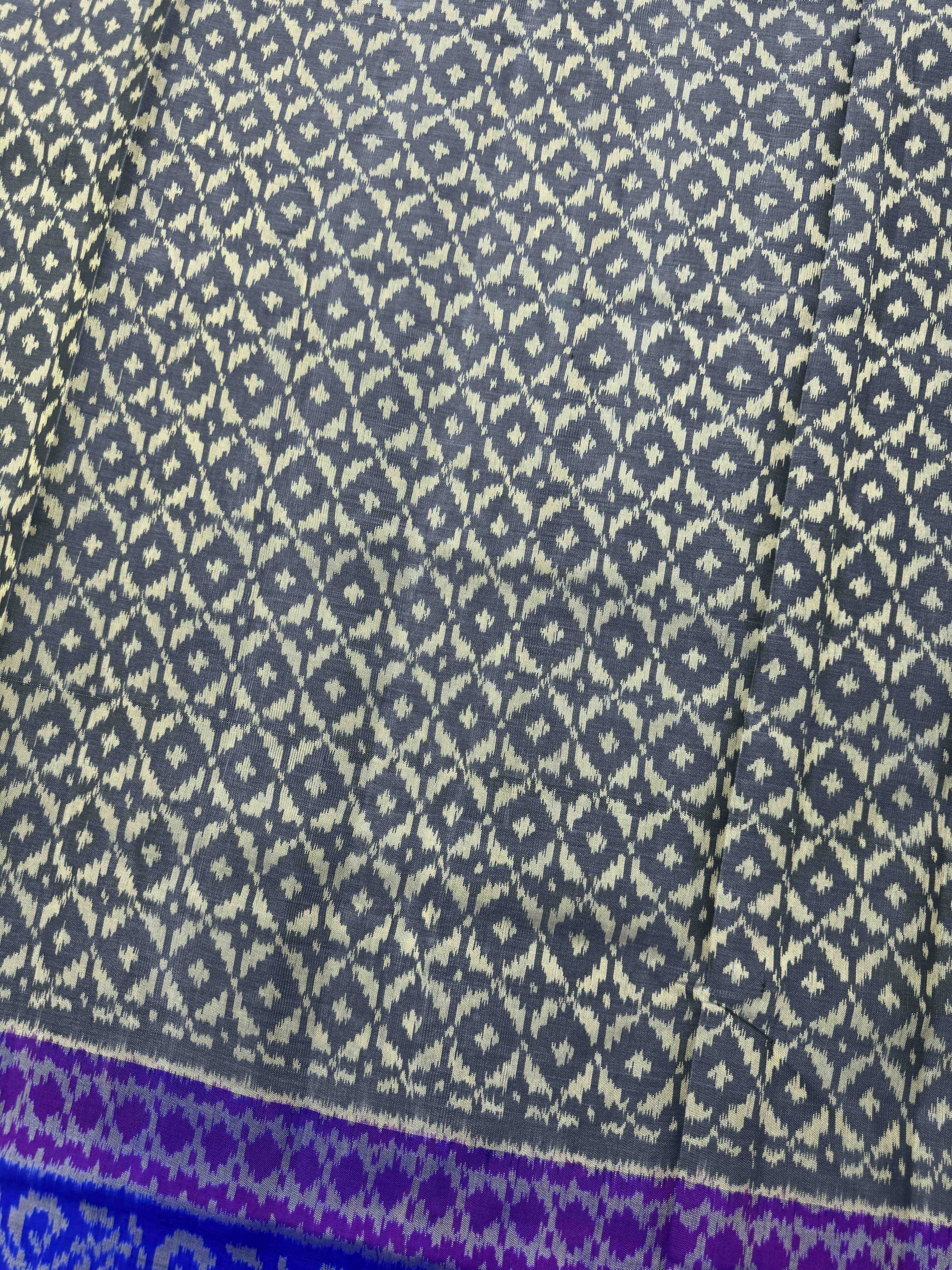 Blue & Grey Designer Patola Saree