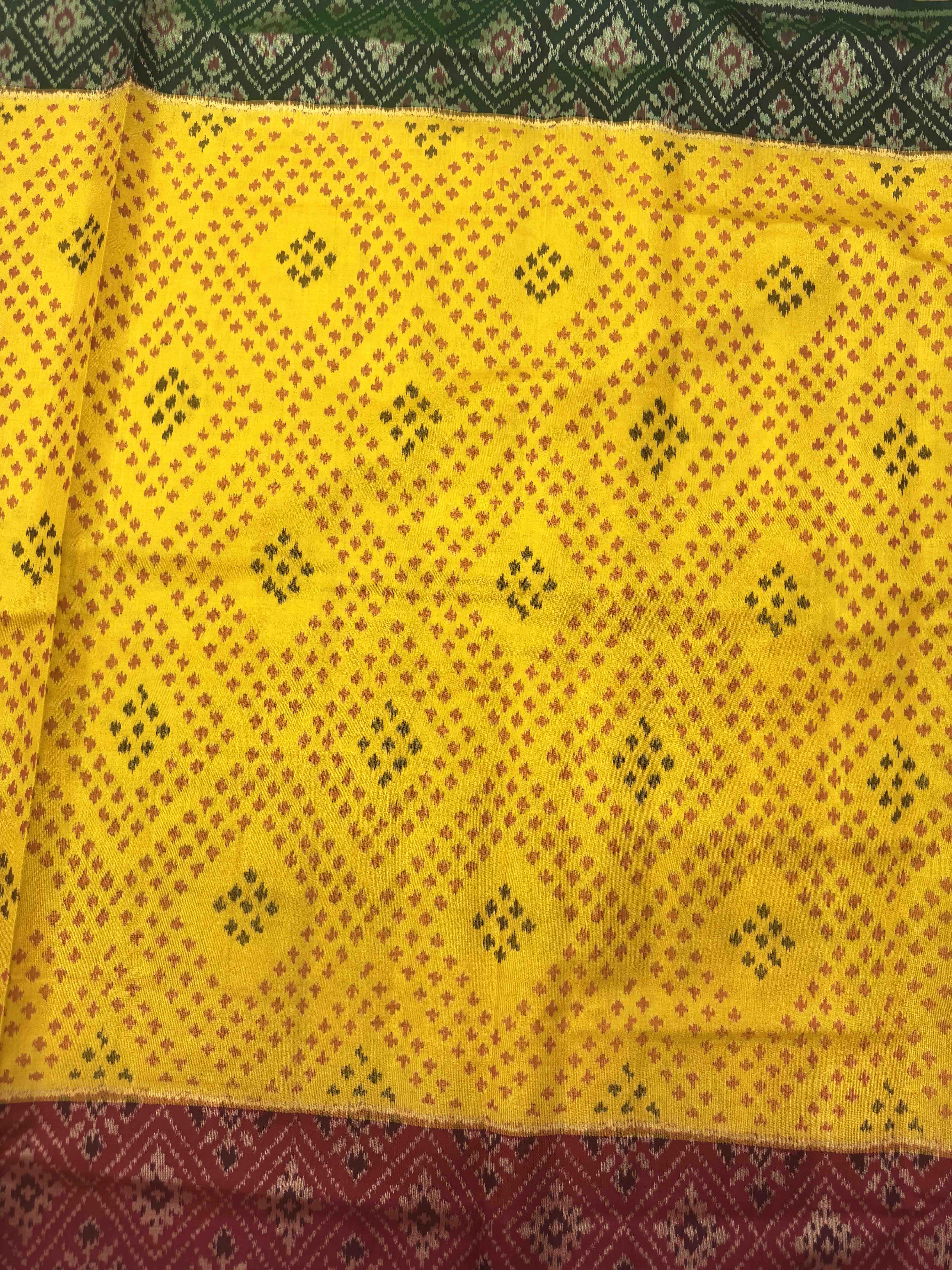 Yellow Ganga Jamuna Bandhani Booty Design Patola Saree