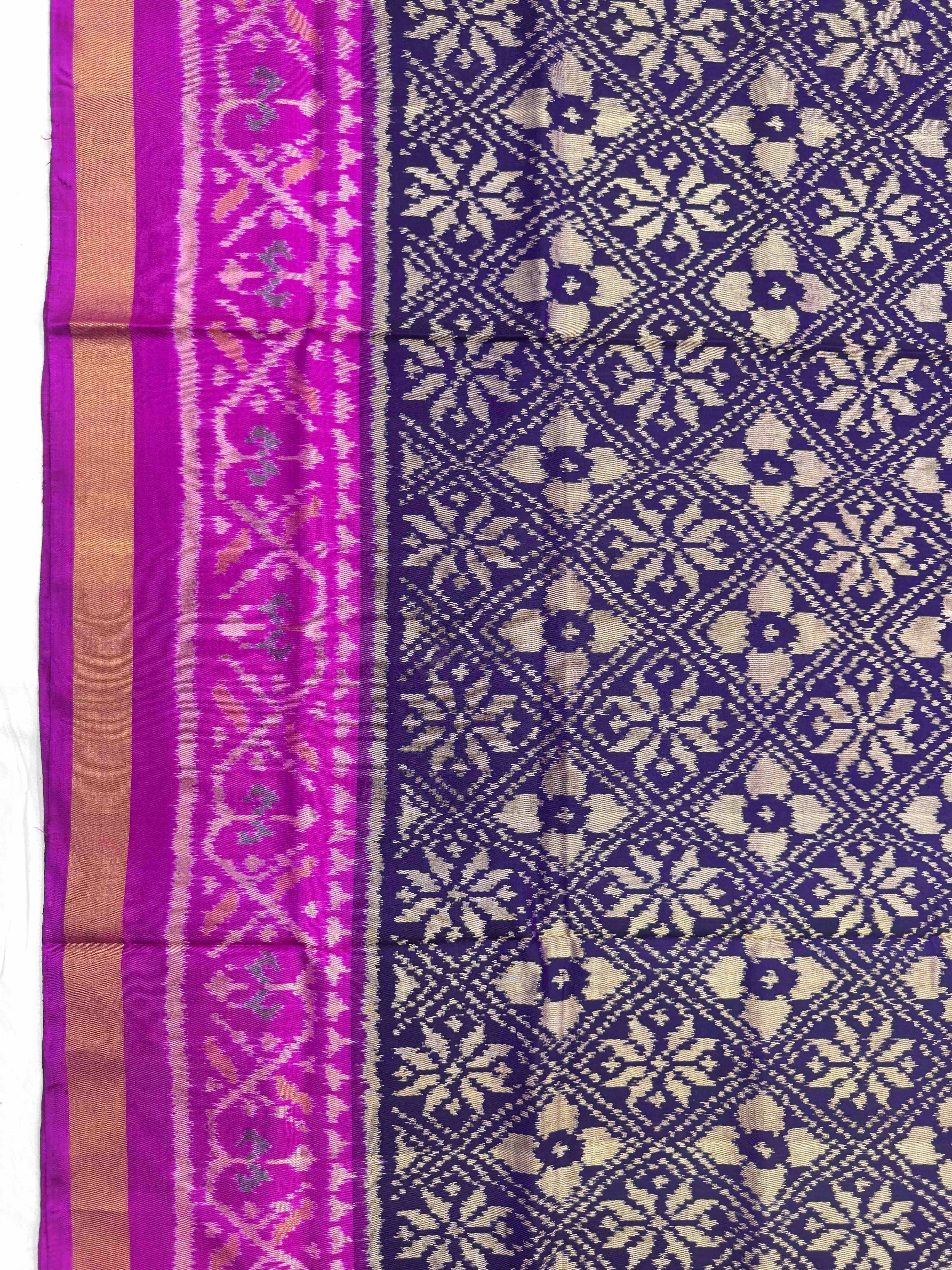 Blue & Pink Fancy Flower Patola Saree