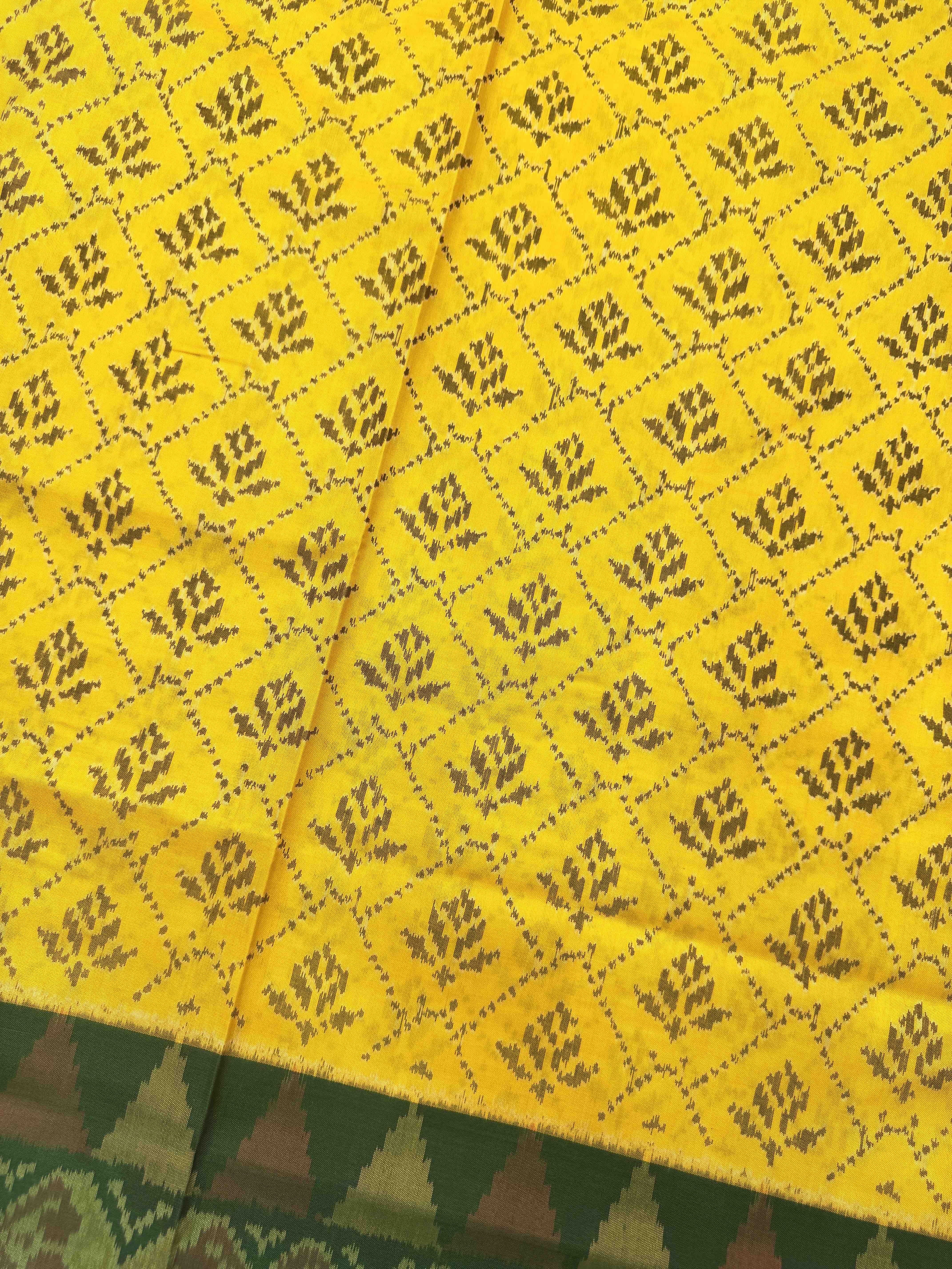 Yellow & Green Fancy Flower Patola Saree