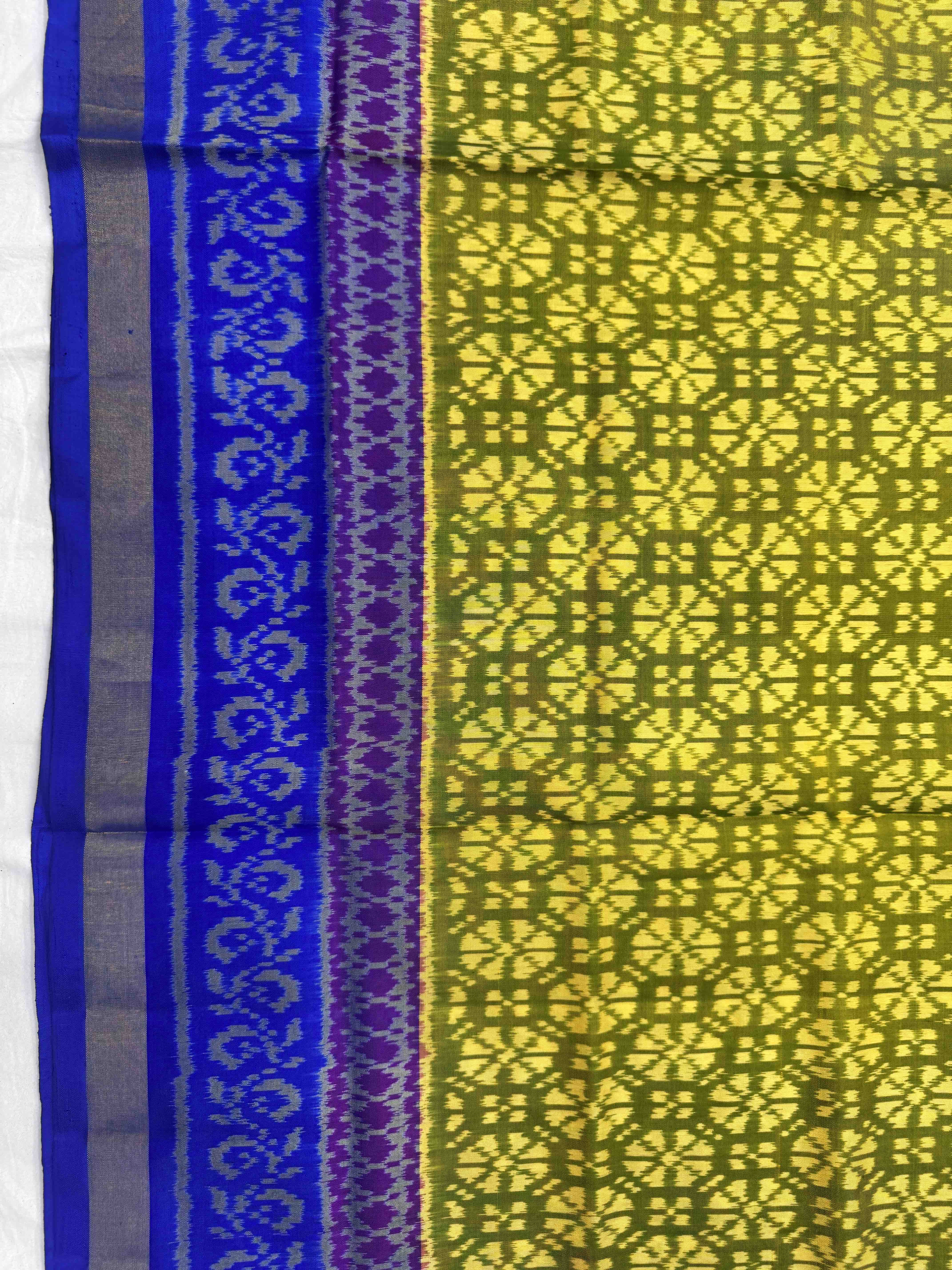 Parrot Green & Blue Fancy Flower Patola Saree