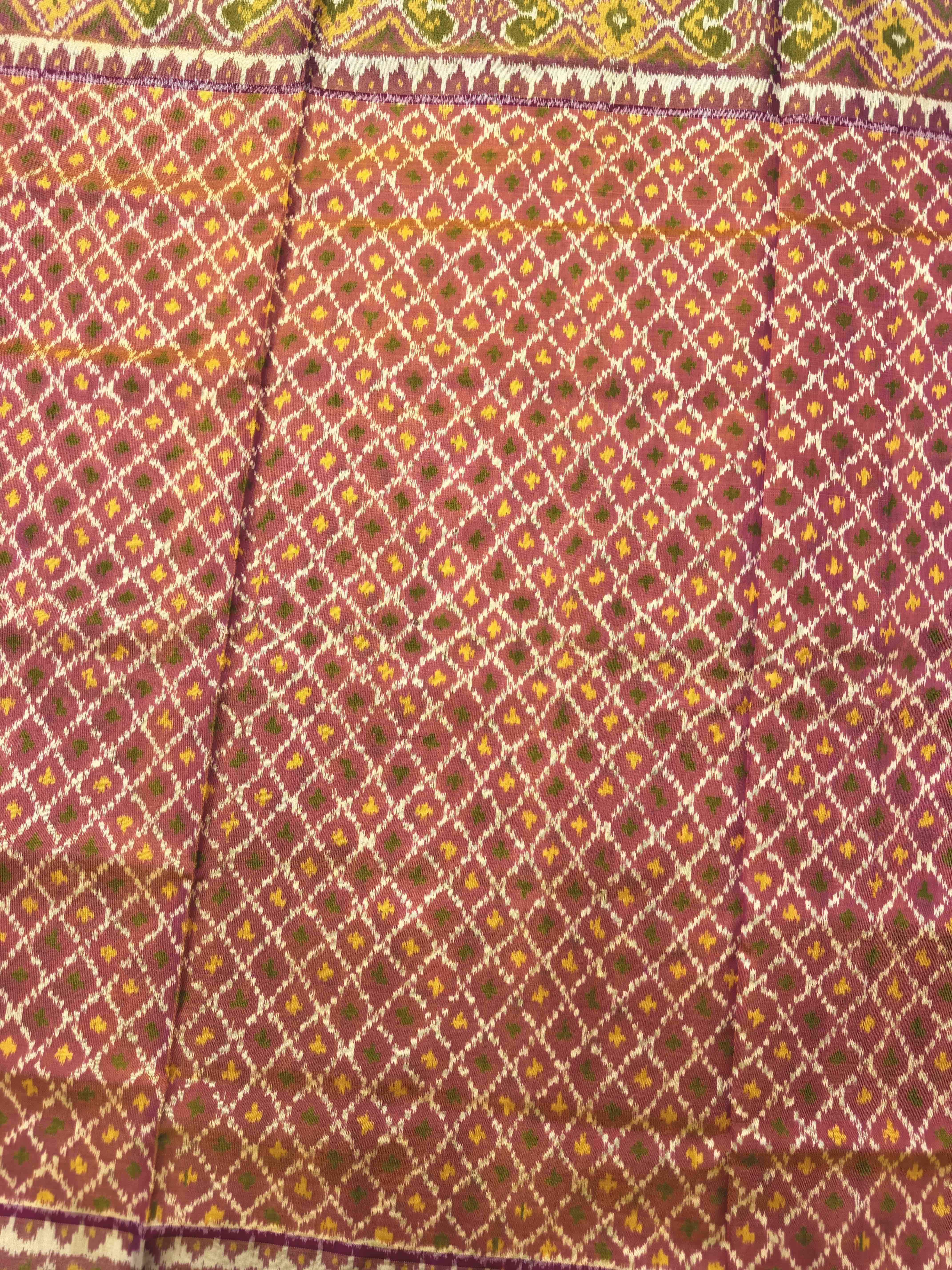 Peach & Pink Boody Design Patola Saree