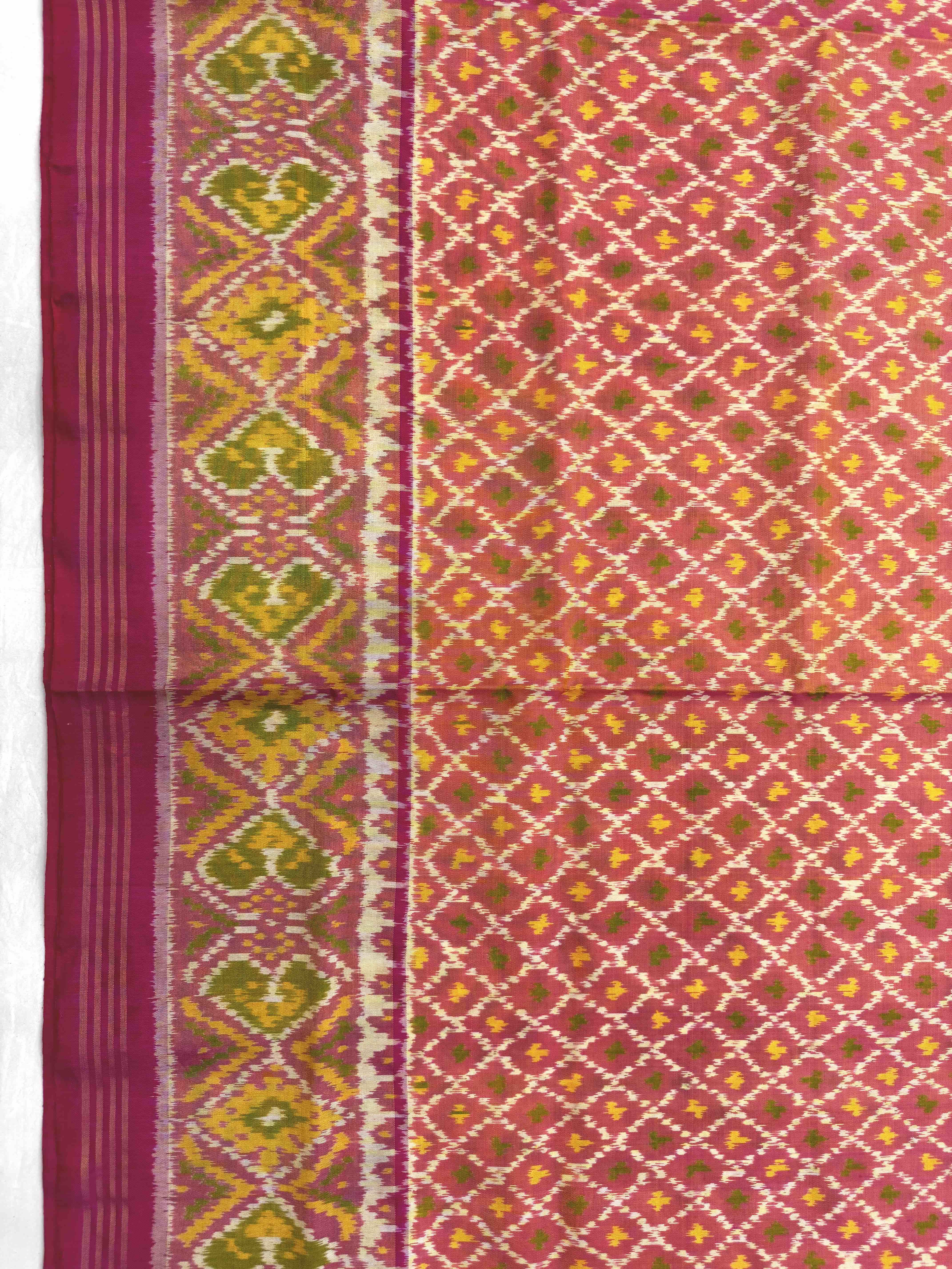 Peach & Pink Boody Design Patola Saree